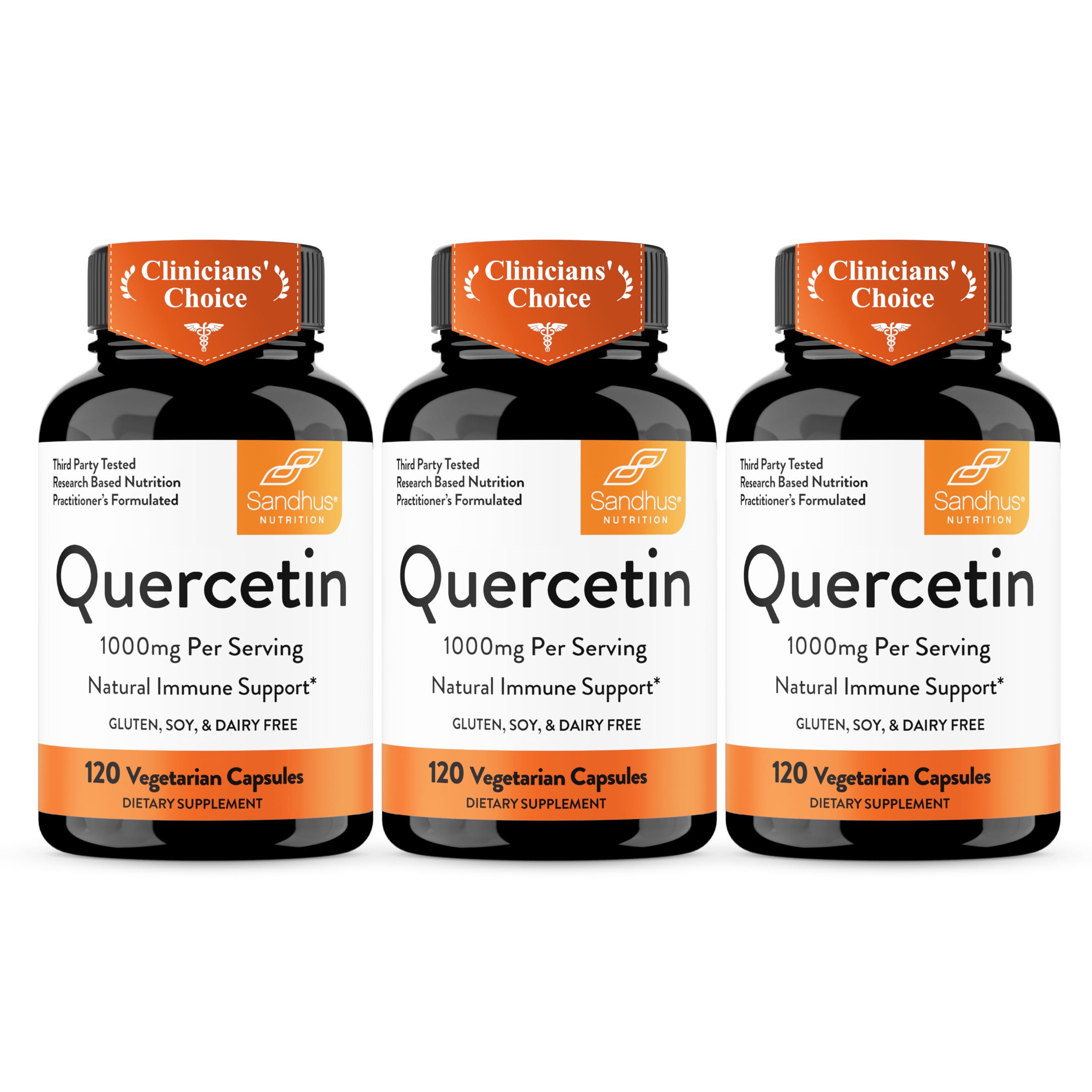 Sandhu's Quercetin 500mg Capsules 1000mg Per Serving 360 Ct Vegetarian 120 Count (Pack of 3)
