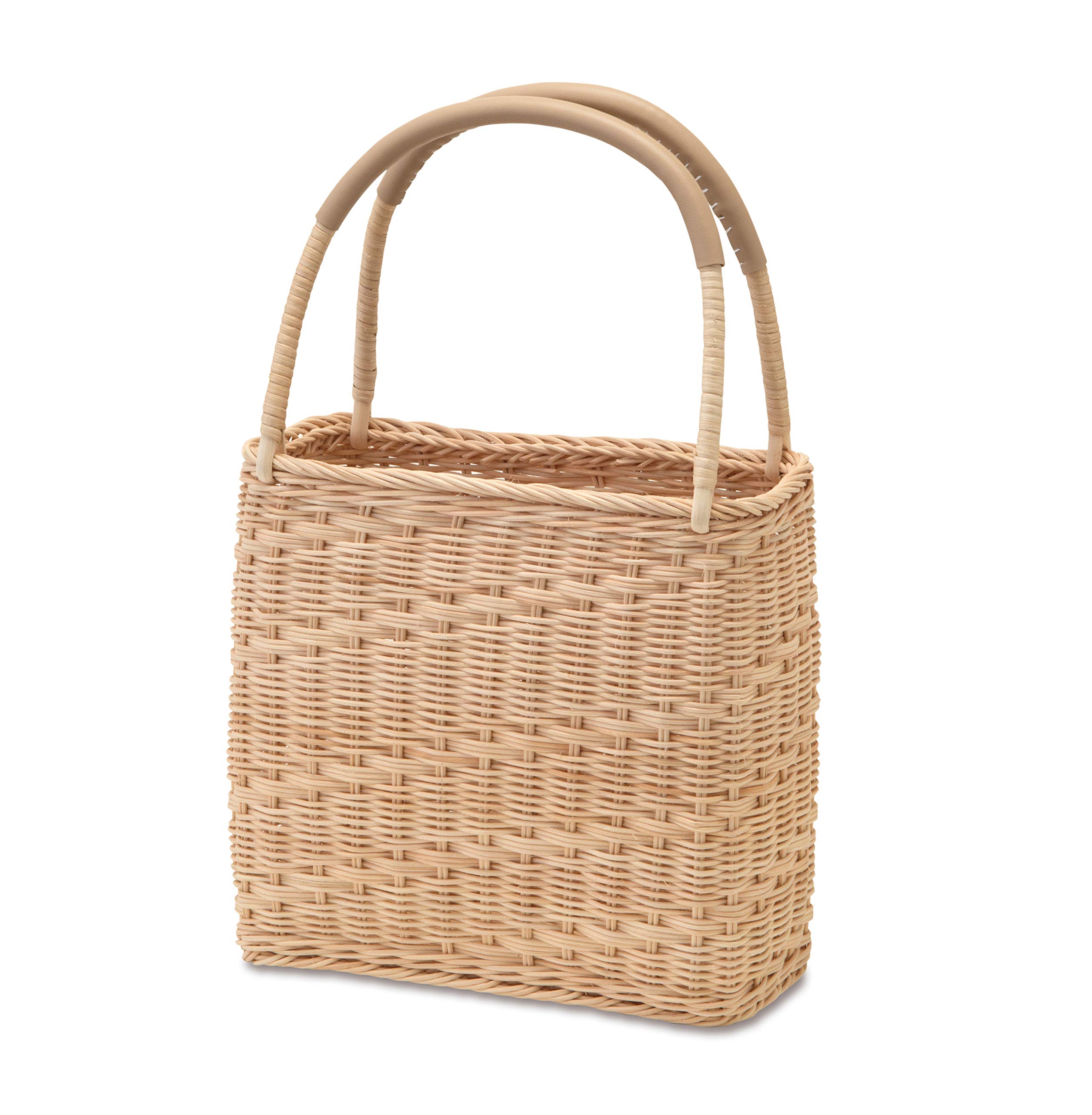 ラタン　大きめ　バスケット　かご　ナチュラル ラタン製 収納ボックス スクエア 四角かご バスケット 籐