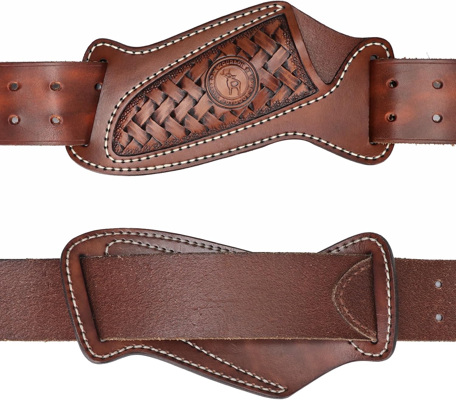 Tourbon Genuine Leather Fixed Blade Knife Sheath - Cross Draw Right Hand Belt Holster, Open Top EDC Knife Holder for Outdoor Camping Hiking Hunting