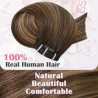 Vista 3 de Aison Extensiones de cabello con clip balayage de cabello humano real, extensiones de cabello ombre 100% de cabello humano para mujer, 12 pulgadas
