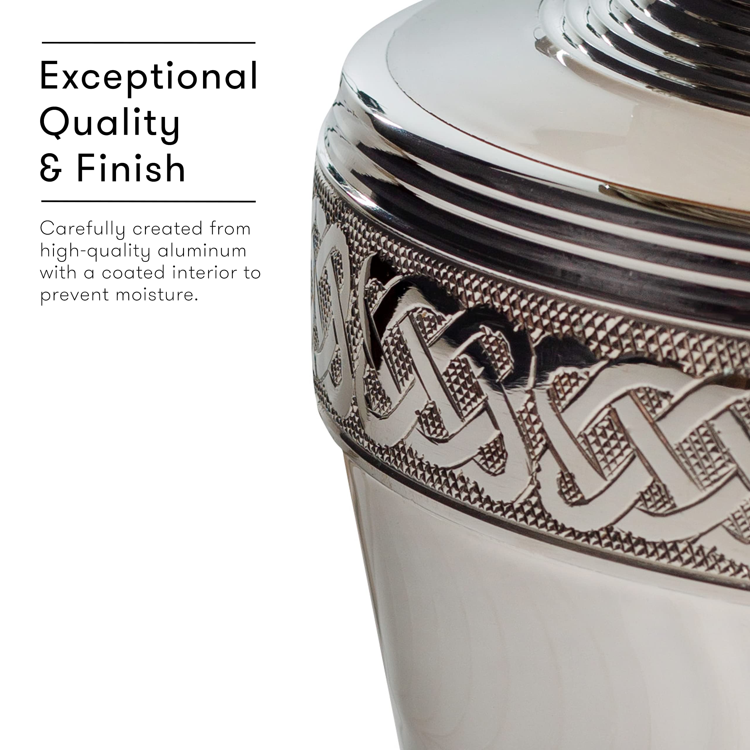 THE ASCENT MEMORIAL Pearl White Adult Cremation Urn - Rose Engraved, 200 Cu In Capacity - View #5