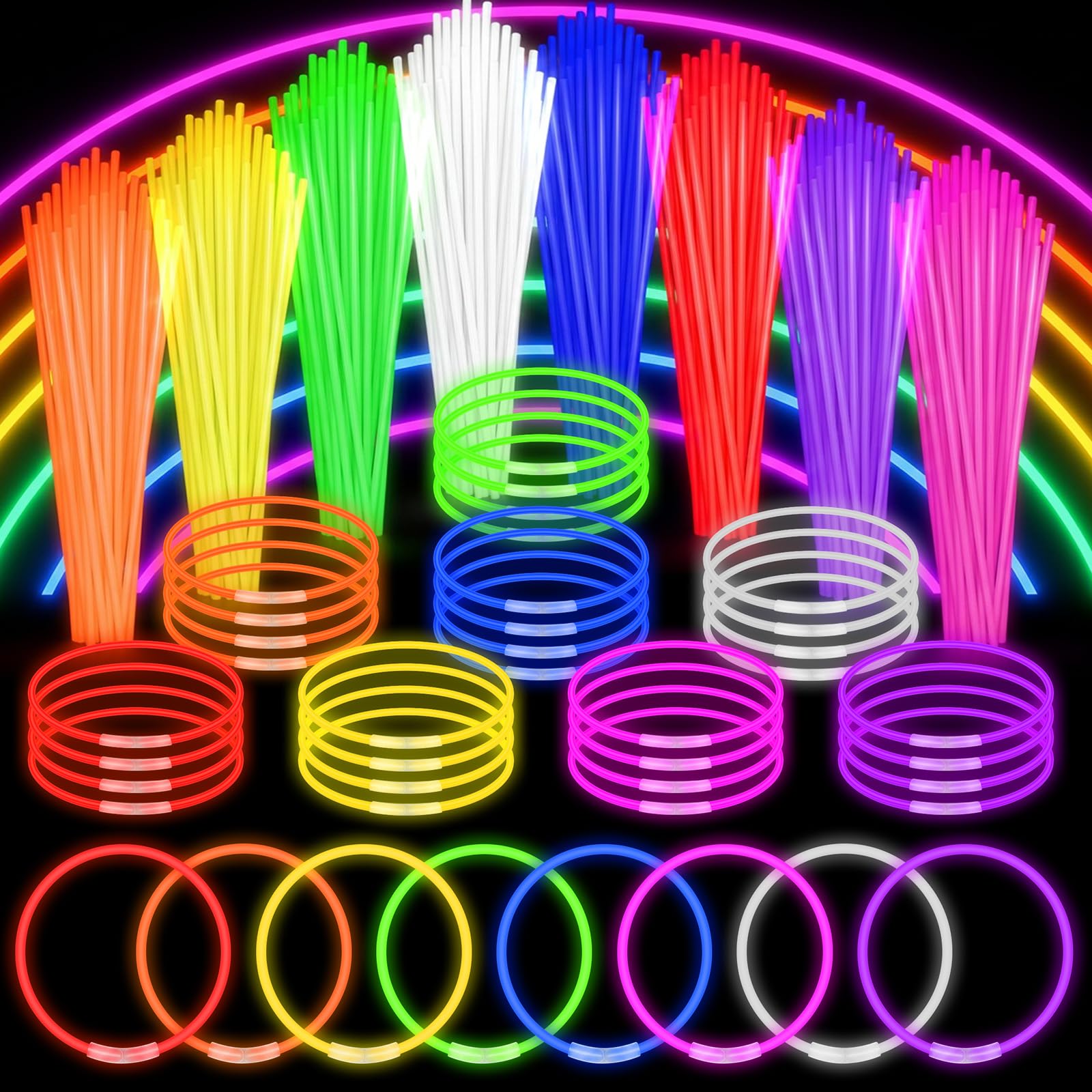 Bracelets Fluorescents Glow Sticks Party Favors 150PCS pour Enfants Adultes Halloween Decoration