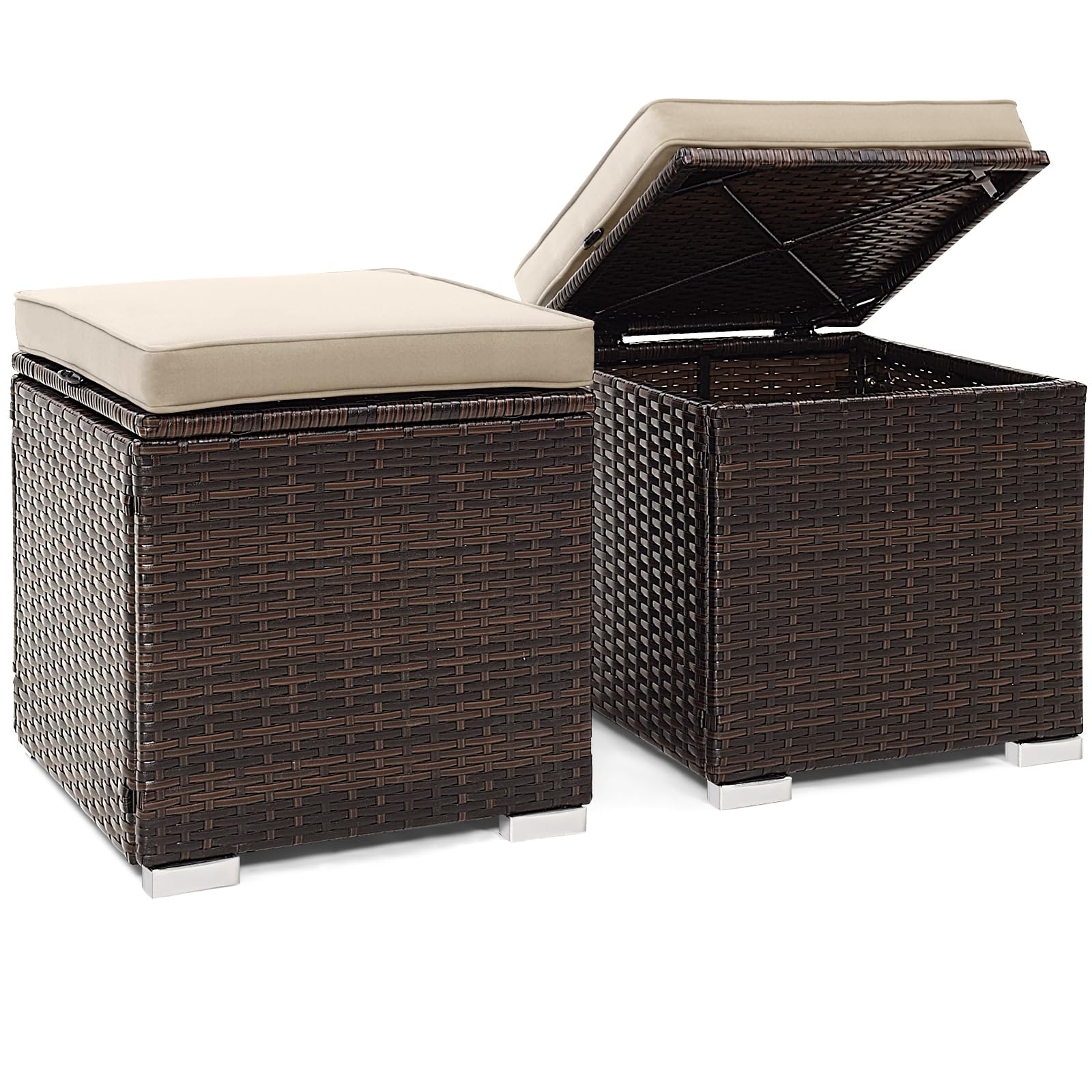 Amazon.com: Tangkula 2 Pieces Patio Ottomans, Patiojoy Hand-Woven