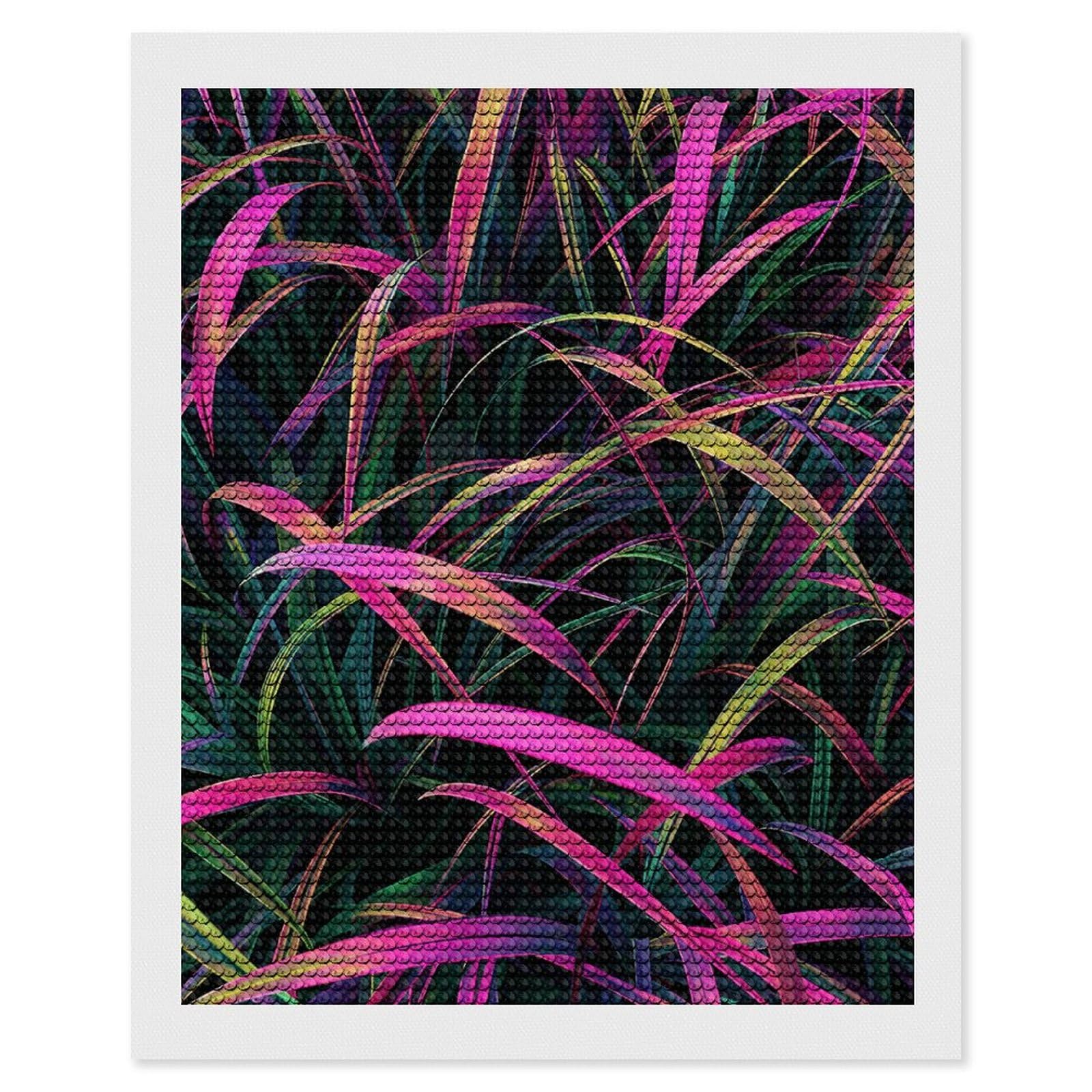 Diamond Painting Kits for Adults - DIY Diamond Art Kits for Beginners - Full 5D Paint Drill Diamond Dots Paintings- Peach And Purple Grass Diamonds Pictures Gem Art And Craft Wall Decor 16"x20"