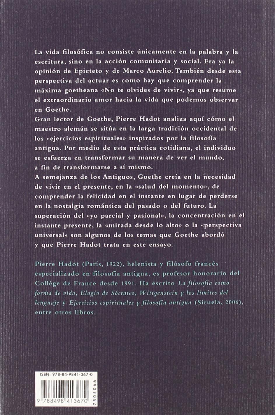 No te olvides de vivir: Goethe y la tradición de los ejercicios espirituales: 66 (El Árbol del Paraíso)