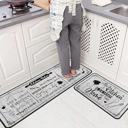 Miniatura 4 de flippana Juego de 2 alfombras de cocina lavables, antideslizantes, decoración de casa de campo, juego de 2 alfombras de cocina largas con camino