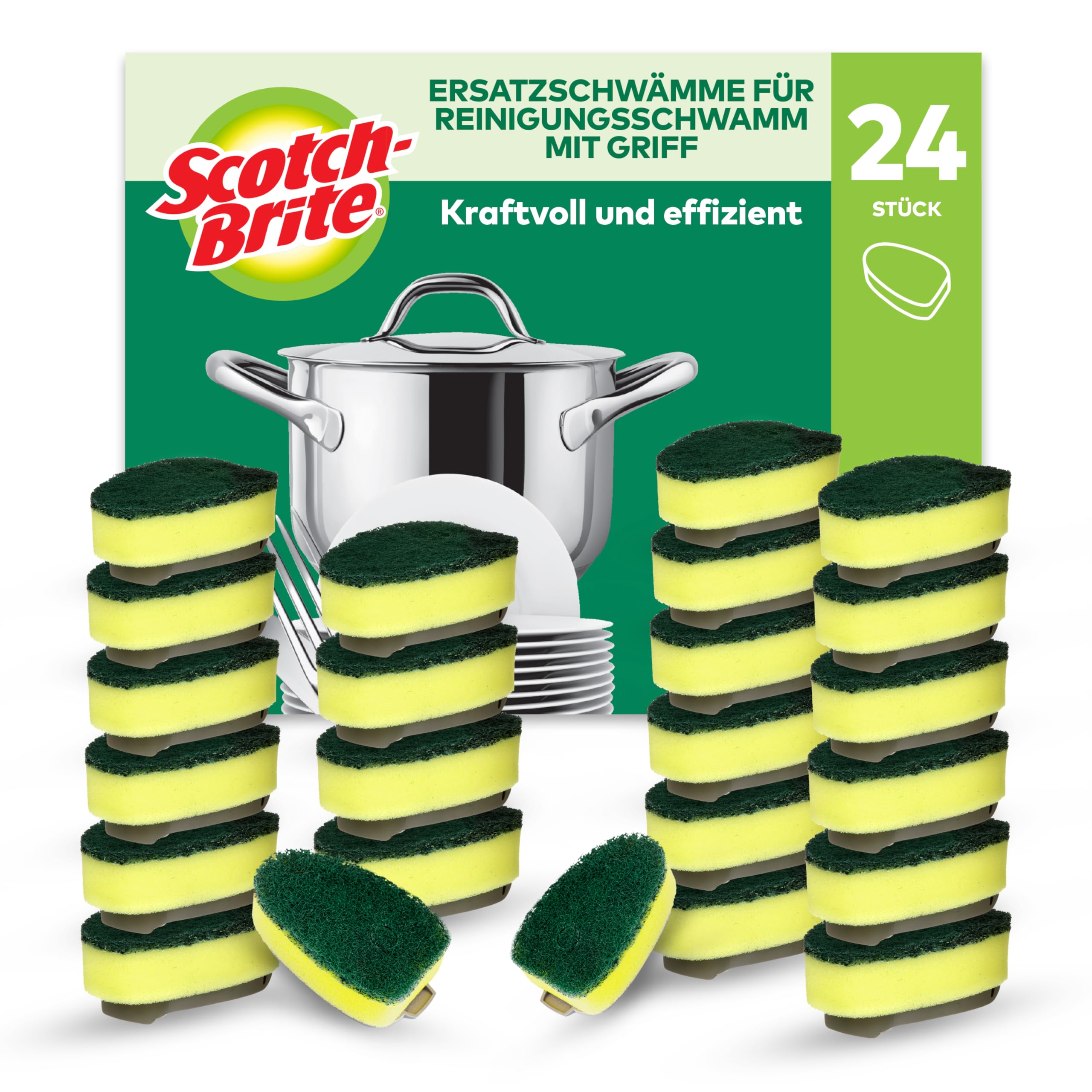 Scotch-Brite Ersatz-Reinigungsschwämme extra stark für Dishwand, 24 Stück - Reinigt kraftvoll und effektiv