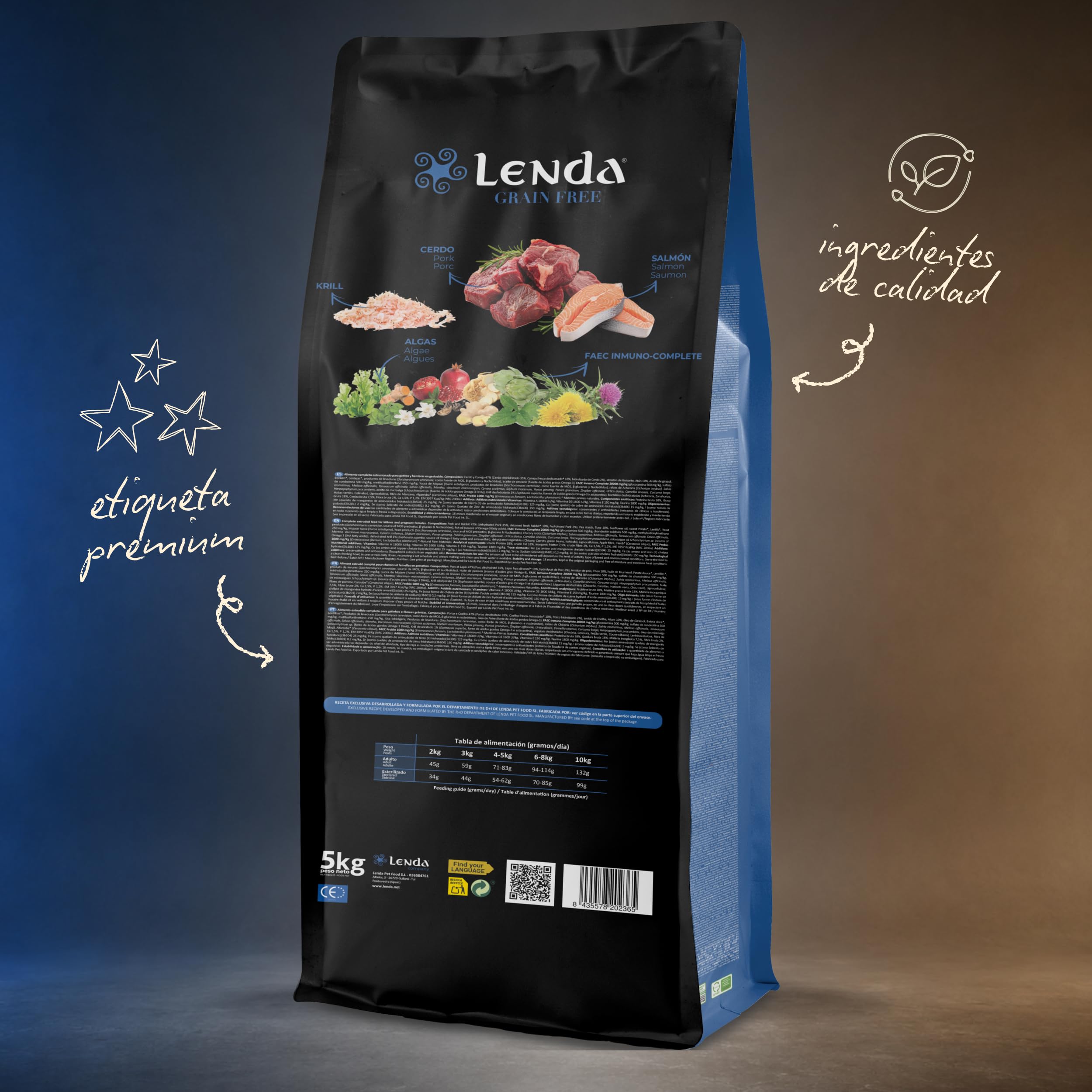 Lenda Grain Free Kot Sterilized 5 kg – Bezzbożowa karma sucha dla kotów wysterylizowanych – Hipoalergiczna – 1 szt.