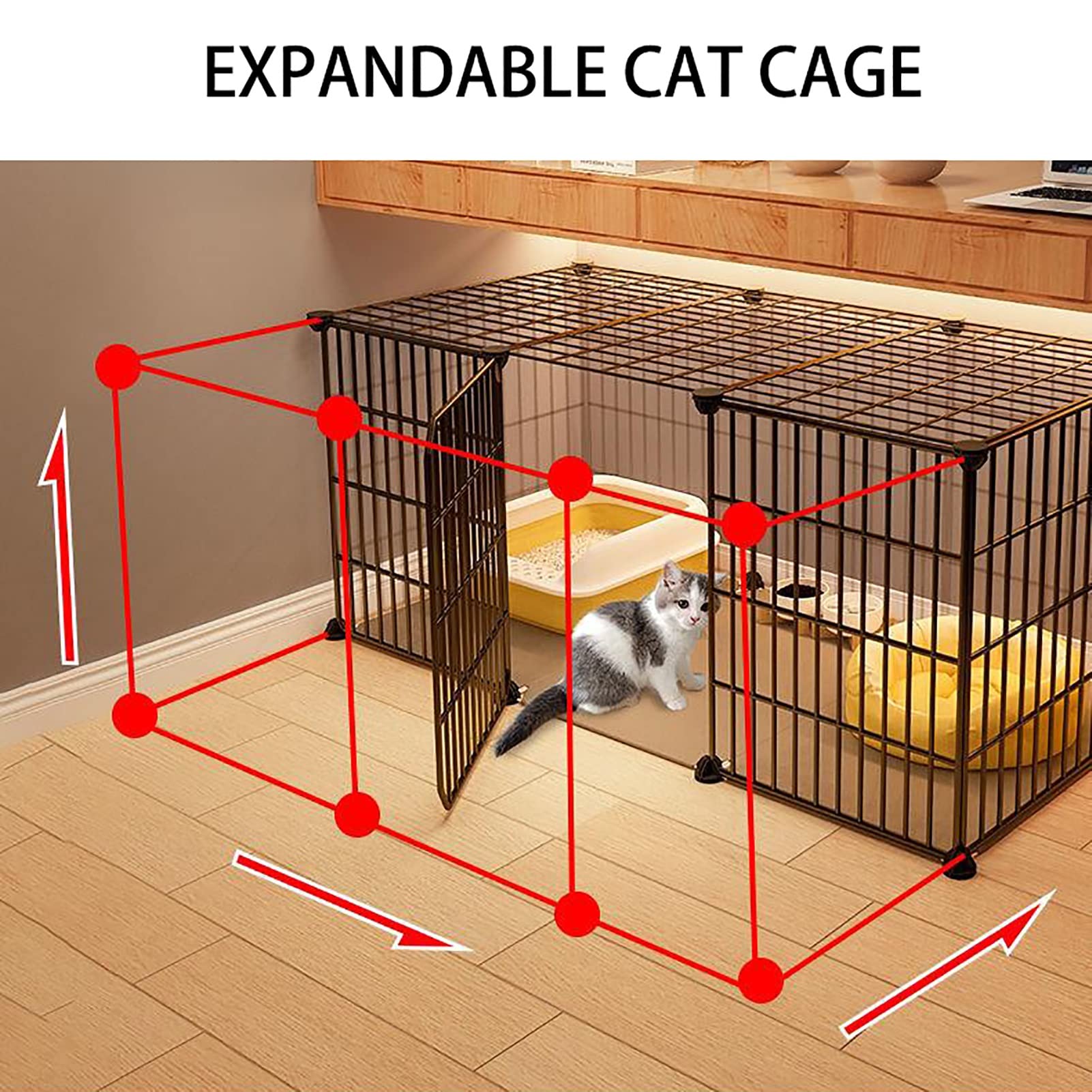 Cage pour Chat en Métal avec Plate-Forme Robuste, Parc Amovible pour Animaux de Compagnie