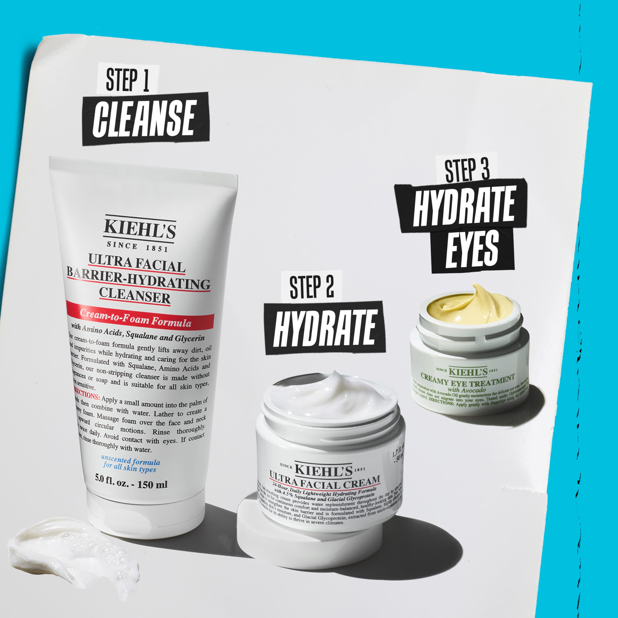 Kiehl's, Nettoyant Visage Hydratant Ultra Facial Barrier-Hydrating Cleanser, Crème Moussante, Élimine le Maquillage et les Impuretés, Hydratation Barrière Cutanée, Peaux Sèches et Sensibles, 150 ml