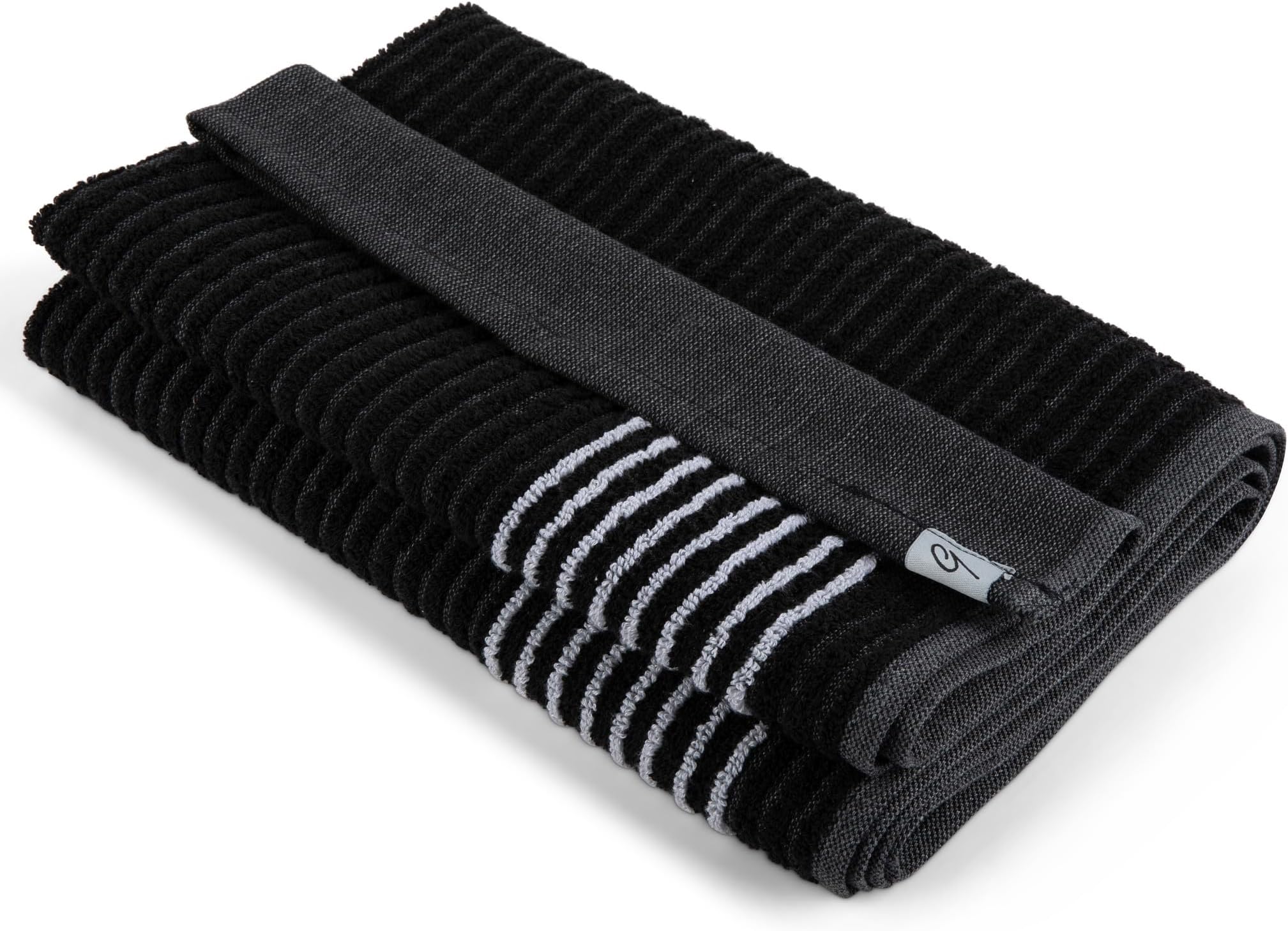 Caddy Towel - Large 22" x 44" Caddie Style Golf Towel Design, Use The Same Golf Towel That Tour Players Use, Simple, Clean Design, Black with White Stripes