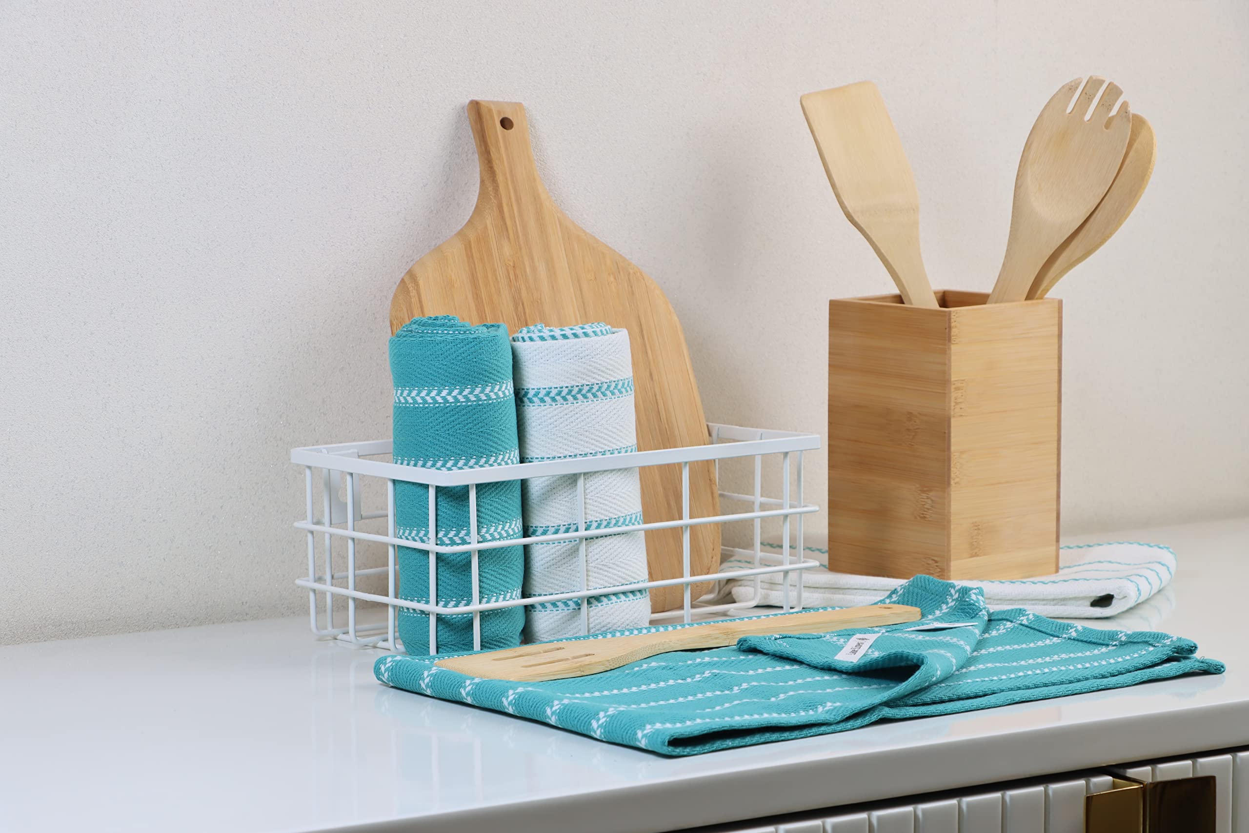 LANE LINEN Kitchen Towels Set, Pack of 4 Cotton Dish Towels for Drying Dishes 18”x 28”, Absorbent Tea Towels - Image 4