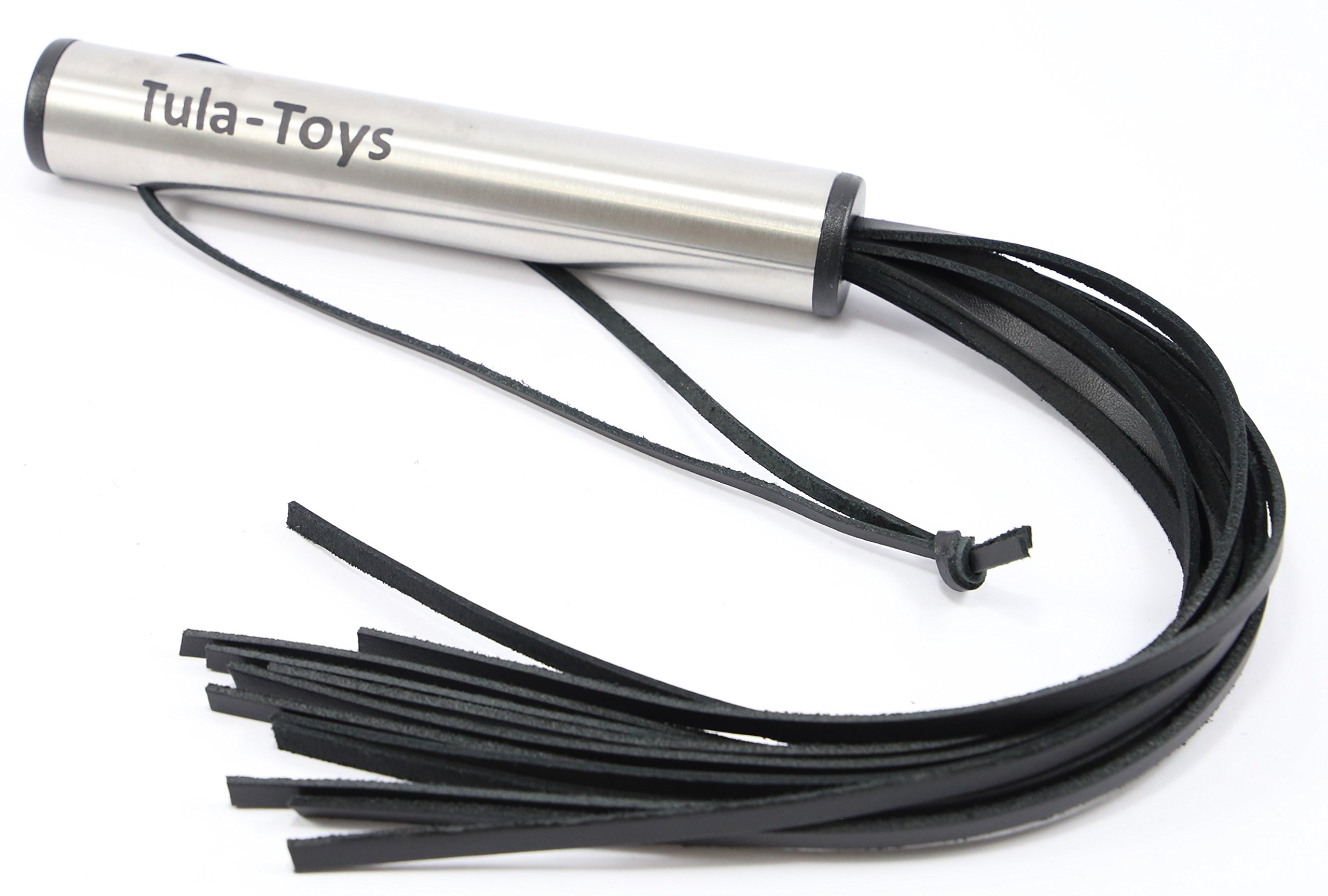 BDSM echt Leder Peitsche, 33cm, 12 Riemen, Edelstahl Griff