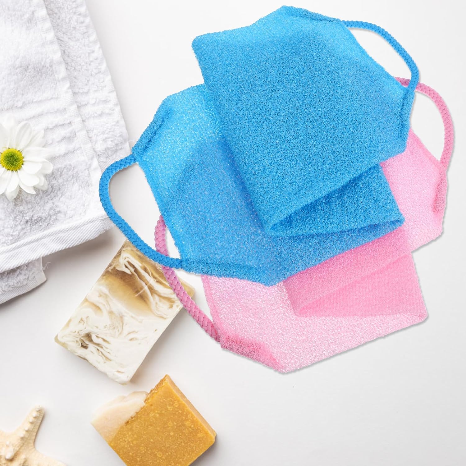 2pcs Exfoliating Bath Back Scrubbers Shower Towel Body Washcloths Made of Sturdy Polyester and Pe Material for Removing Dead Skin and Improving Skin Texture Suitable for Men