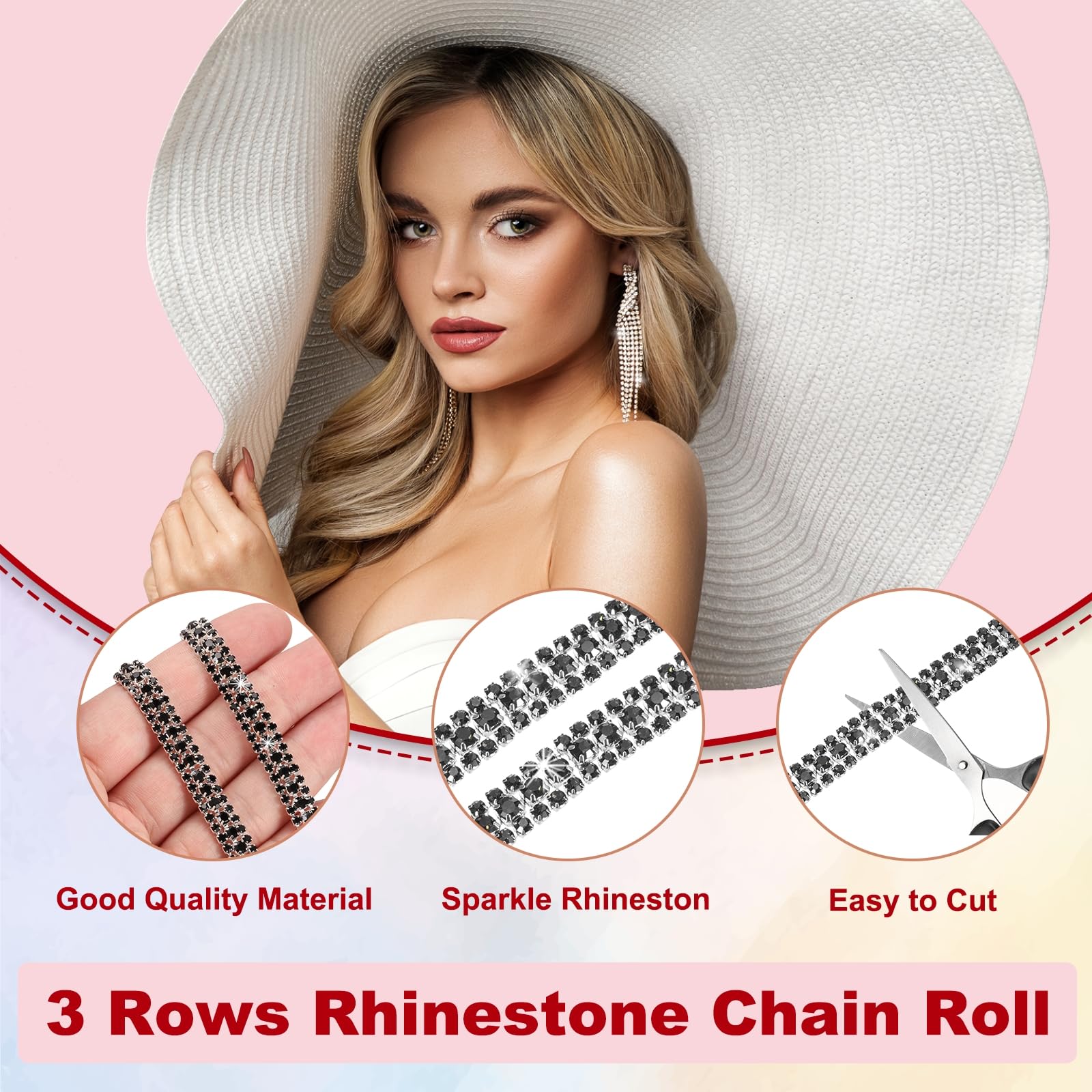 PATIKIL 3 Yards Rhinestone Chain Roll - Image 3