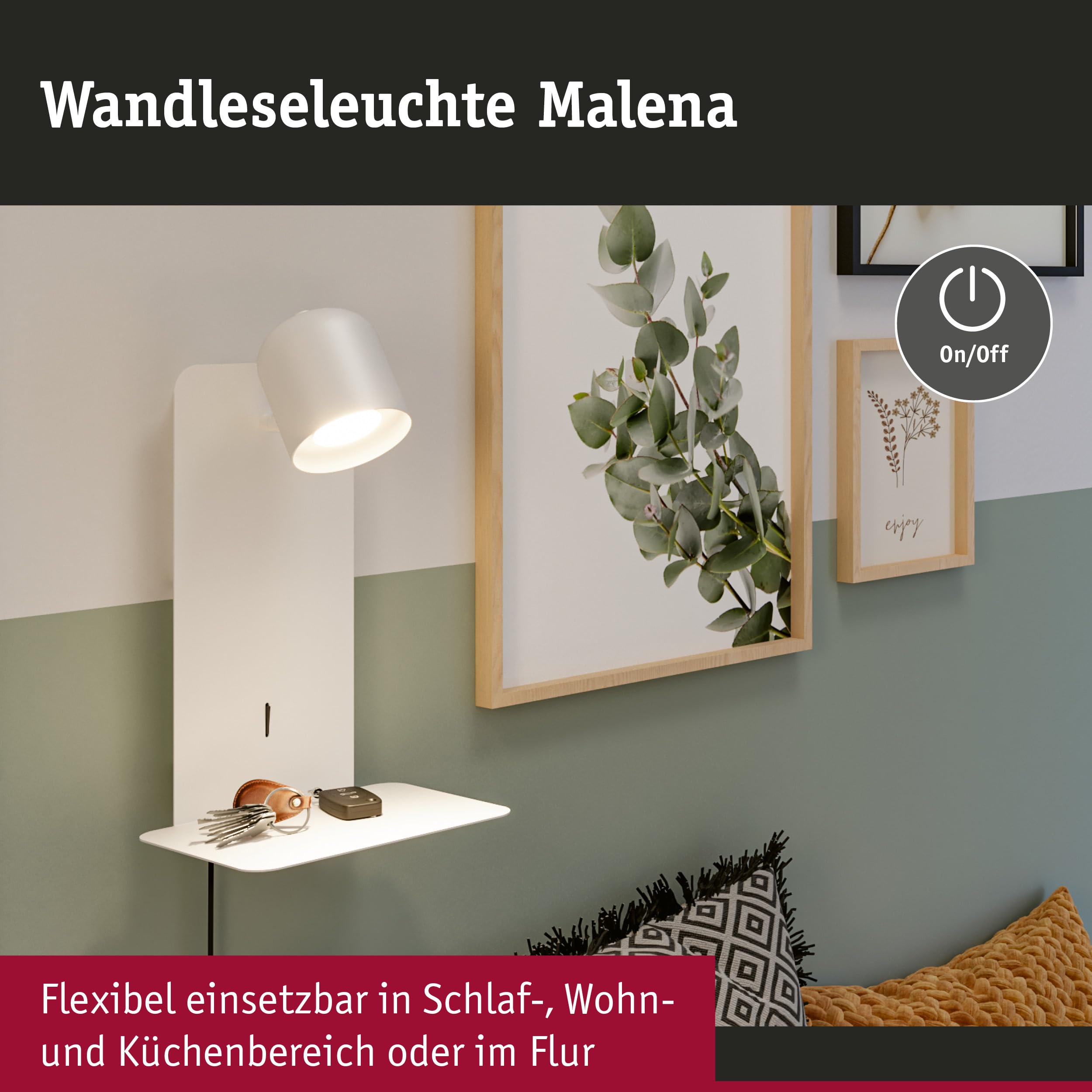 Paulmann 71098 Wandleuchte Malena USB C GU10 230V max. 5W Weiß matt Wandleselampe