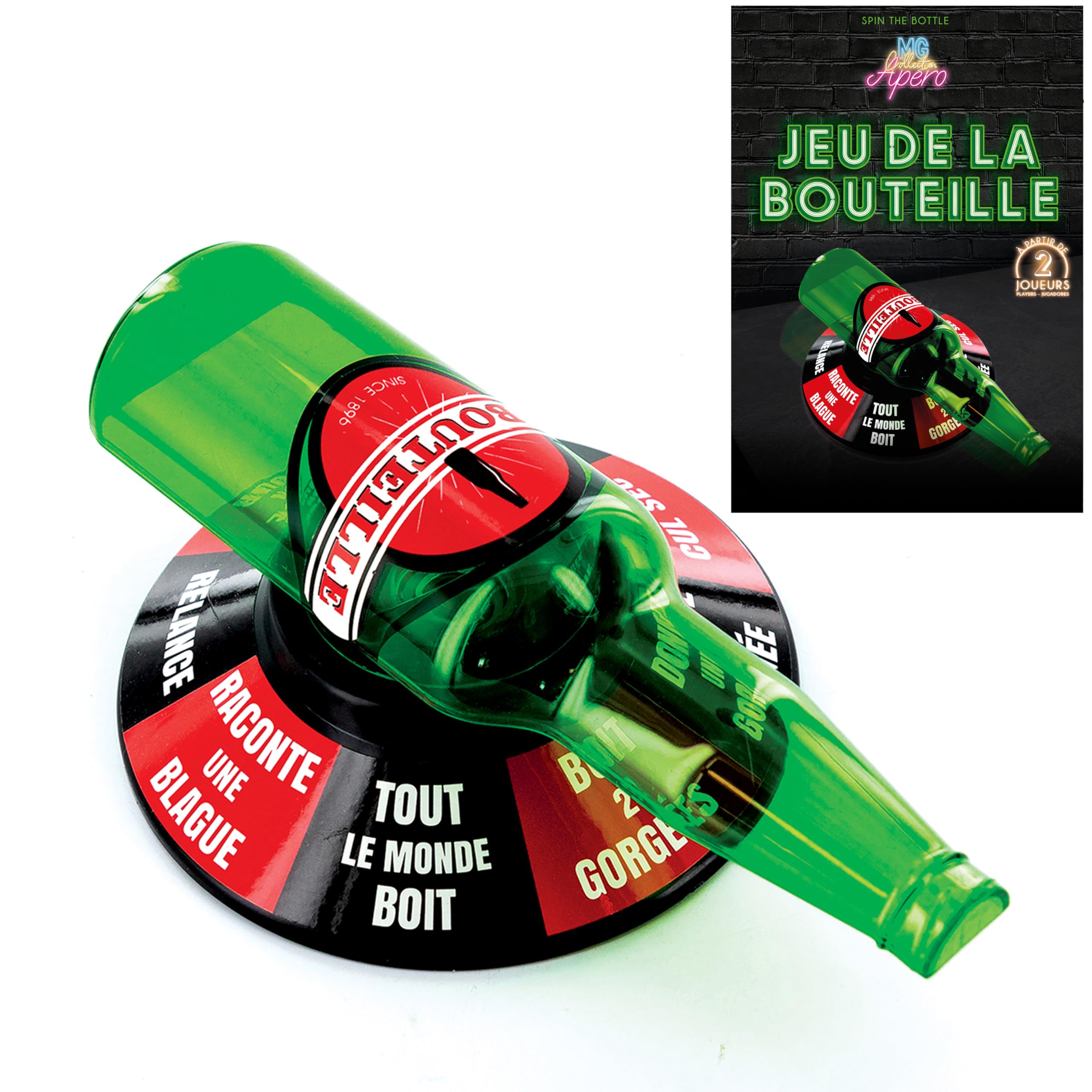Mister Gadget Jeu de La Bouteille Vert Rouge Noir Amusement Divertissement
