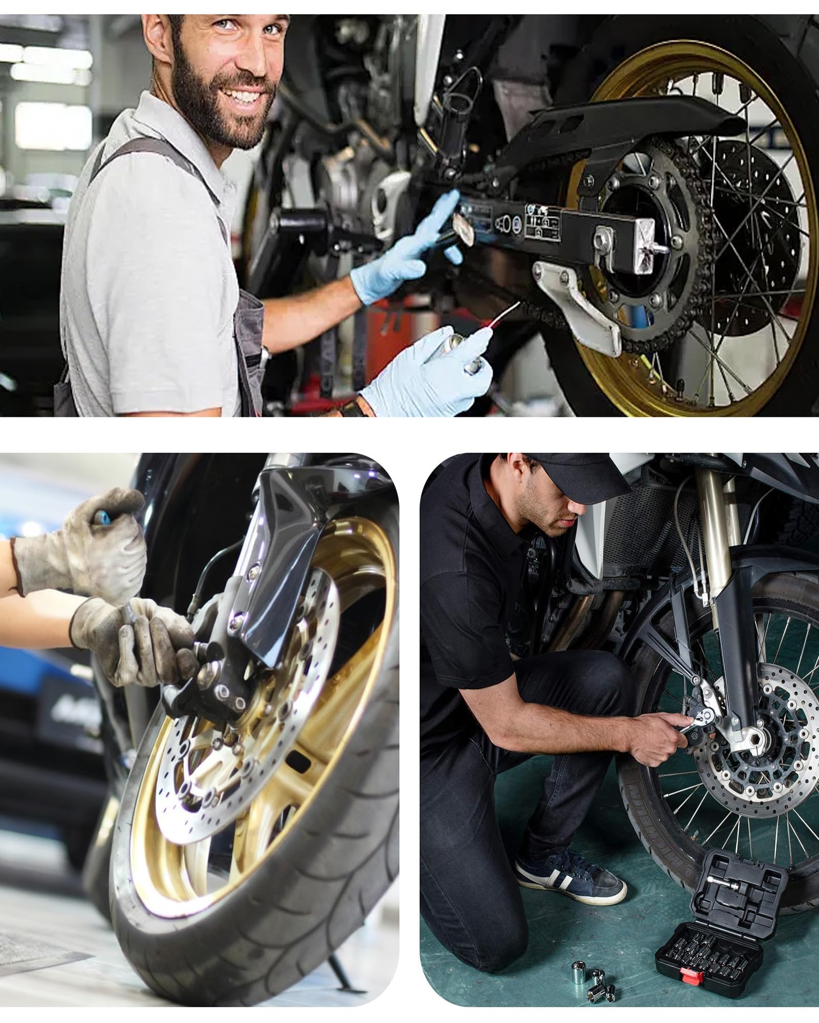 Ściągacz łożysk motocyklowych, narzędzie do łożysk wewnętrznych, 12-częściowy do łożysk 9-23 mm | Ściągacz łożyska wewnętrznego z 5 tulejami zaciskowymi i walizką do łożysk kulkowych, igiełkowych i przekładni