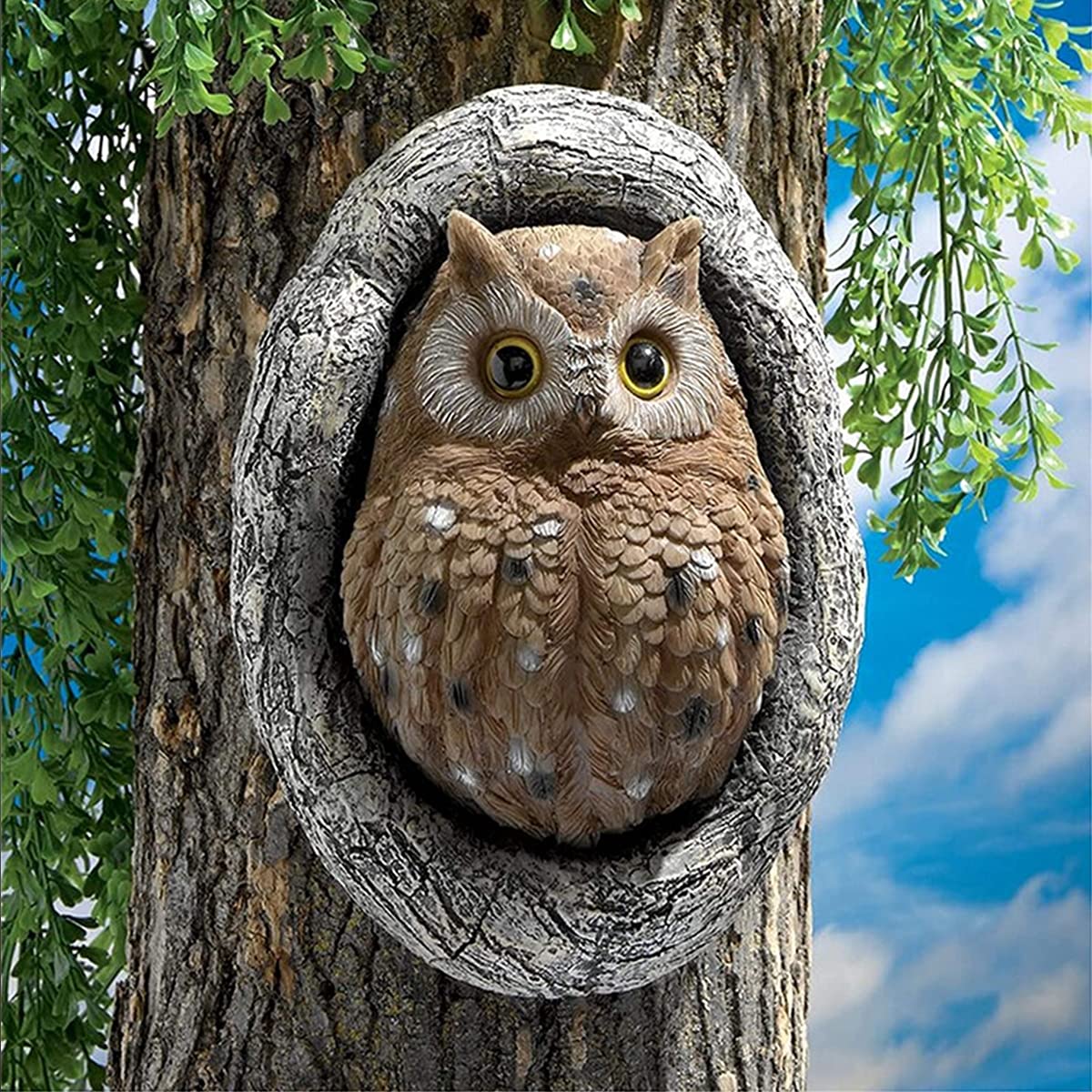 Statue en résine de hibou aux finitions soignées pour décorations de jardin