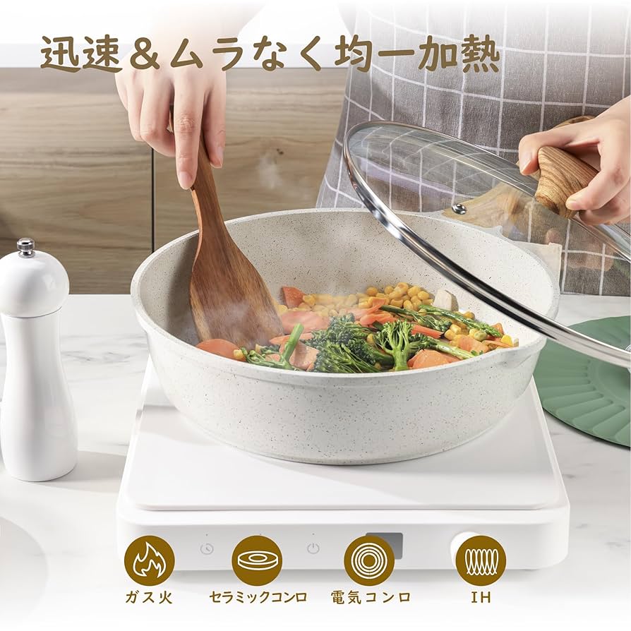 SENSARTE フライパン セット 9点 IH・ガス火対応 ホワイトマーブル 81pWqBu0TOL._UF894,1000_QL80_.jpg