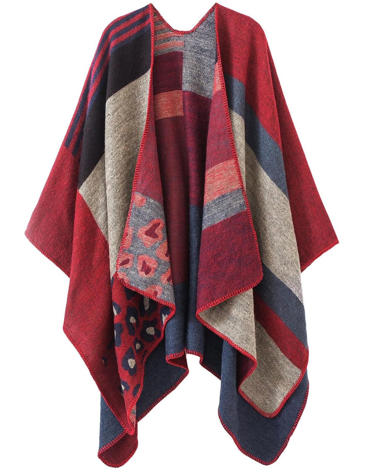 Women's Shawl Wraps Open Front Poncho Cape Oversized Sweaters Casual Cardigan Shawls for Fall Winter