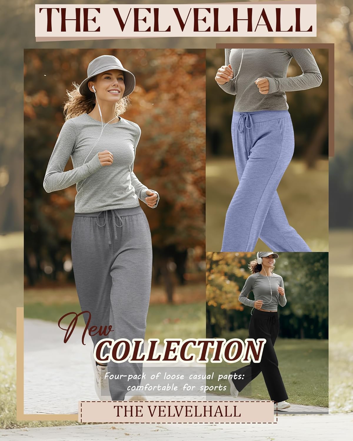 4 Pack Women's Lounge Pants, Drawstring Wide Leg Yoga Pants Sweatpants with Pockets Running Workout Legging - Image 2