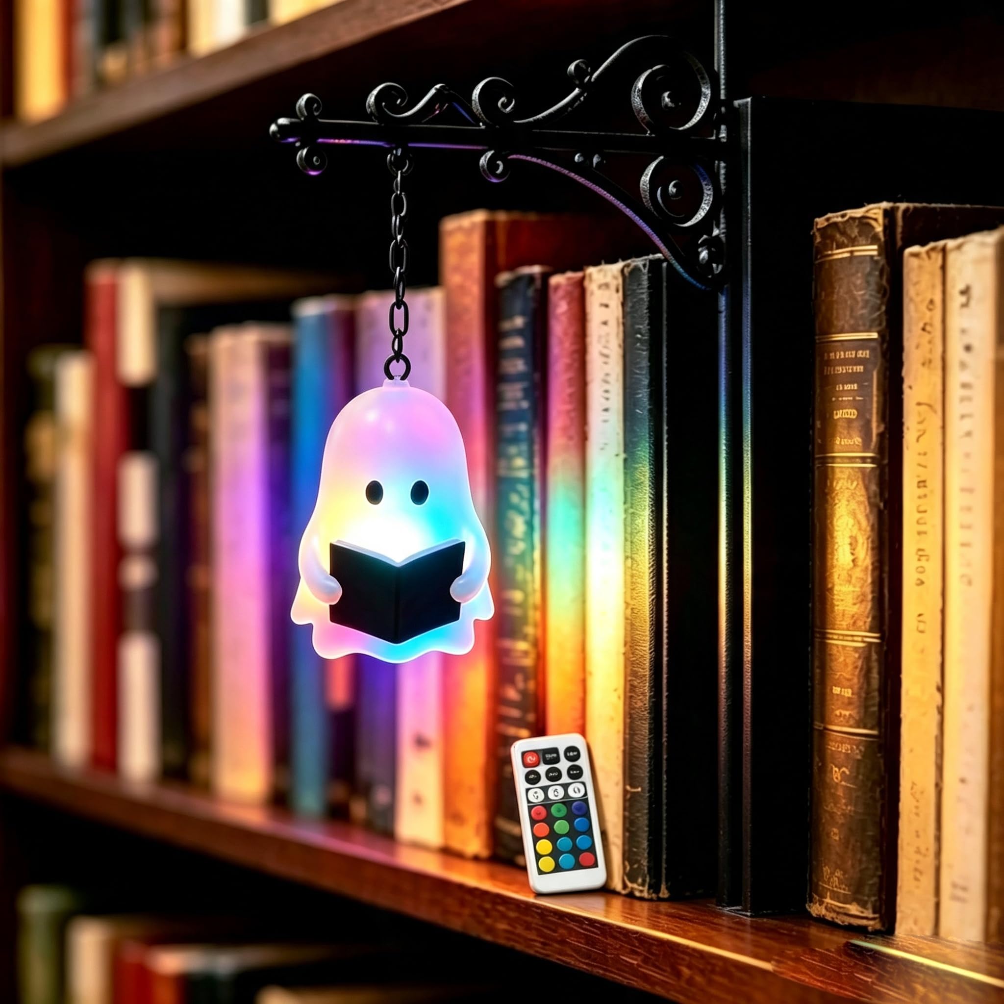 Bookshelf Lamp, Library Lantern-Decorative Bookshelf Lighting, Reading Book Shelf Lights for Bookworms, Antique Led Books Nook Lamp Ornament for Study Reading Corner, Gift for Book Lovers (7colors B)