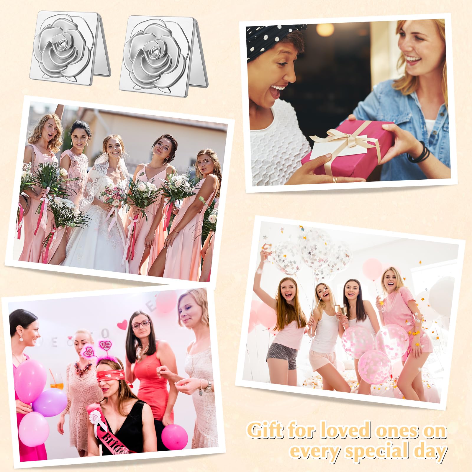Soaoo Quinceanera Taschenspiegel Set – 30 Stück Mit Dankeschön-Etiketten & Organza-Beutel, 7 X 7 Cm, Für Hochzeitsgeschenke