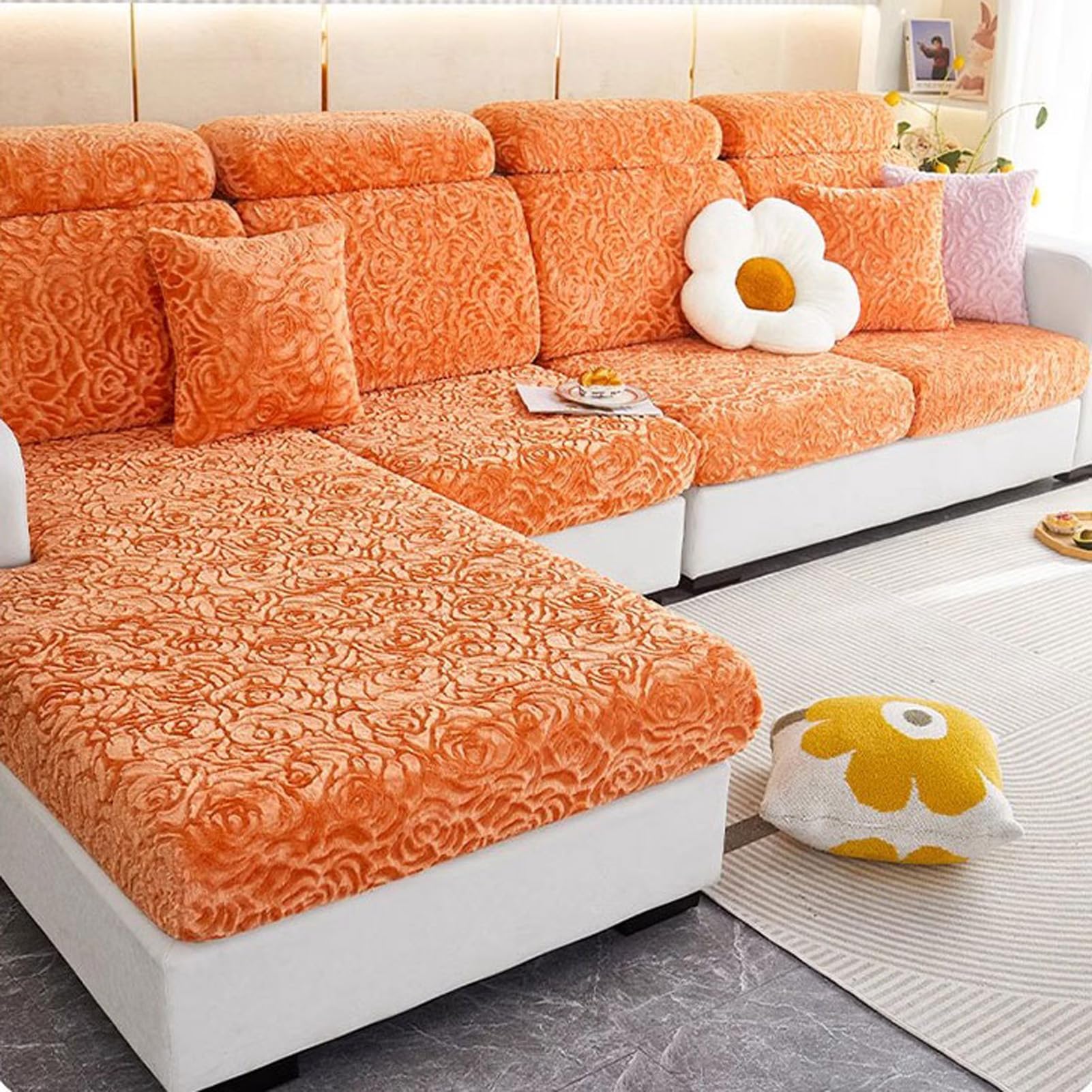 Housses de coussin de siège de canapé velours extensible pour 1 à 4 places
