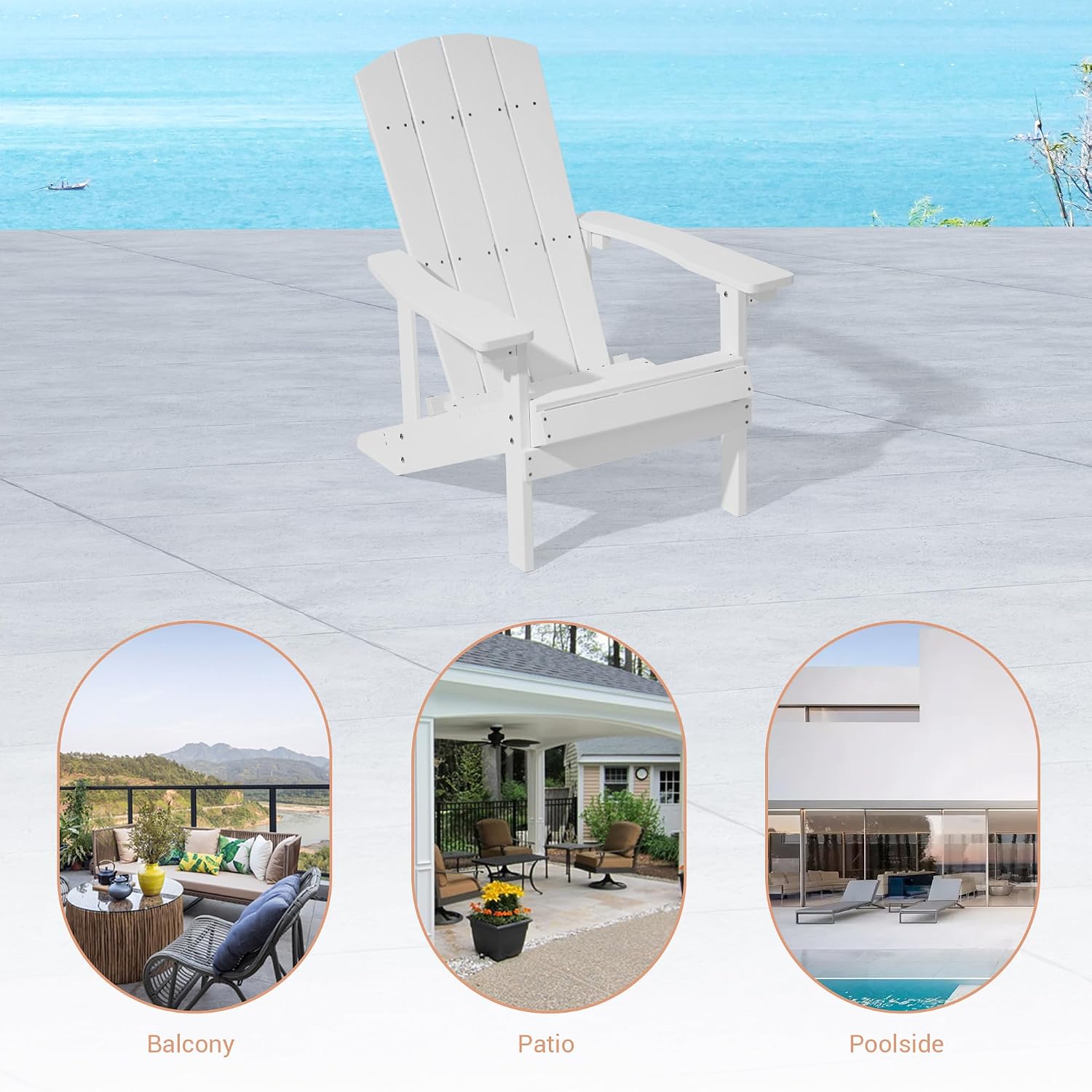 Adirondack Chairs, Plastic Adirondack Chairs Set of 2, All-Weather Resistant, Widely Used in Outdoor, Fire Pit, Deck, Outside, Garden