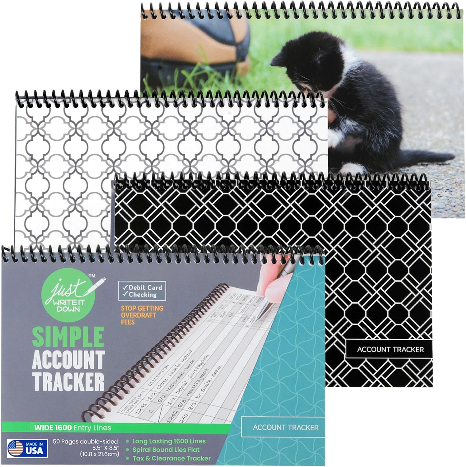 The Superior Register - Simple Account Tracker - Big Checkbook Register & Financial Ledger - Debit Card Register - Bank Register - 4 Pack, Variety, Wide Edition