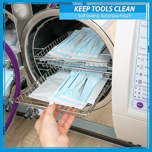 Miniatura 4 de 200 bolsas de esterilización de 2.75 x 9 pulgadas, bolsas de autoclave autosellantes para dental, instrumentos de arte de uñas de tatuaje