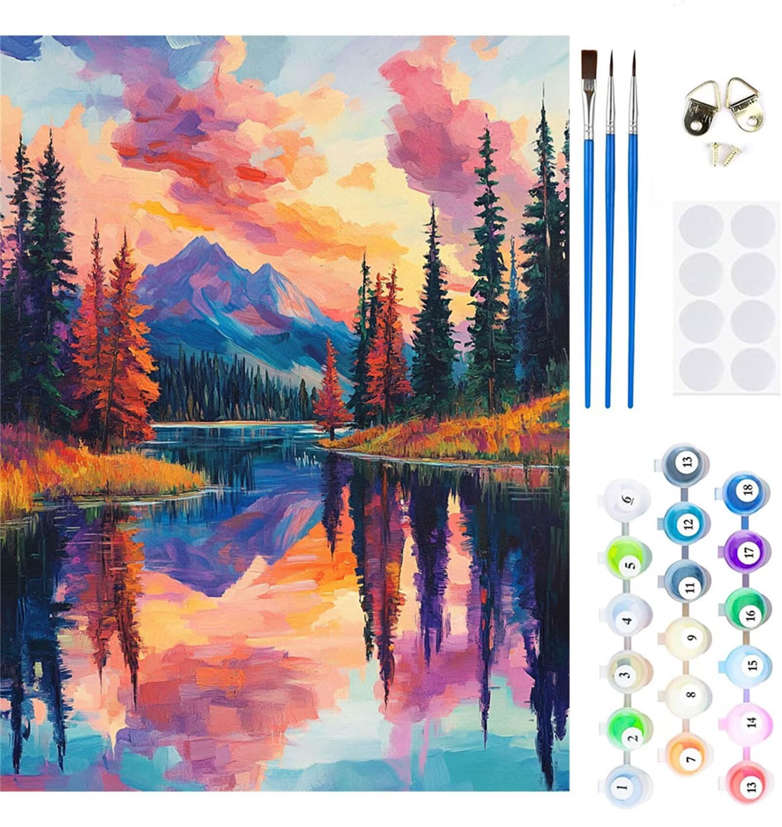Malen Nach Zahlen Landschaft,ländlich Malen Nach Zahlen Kinder Anfänger,Malen-Nach-Zahlen ab 7 Jahre Mädchen Geschenke,DIY Ölgemälde Set Pinseln Acrylpigment Leinwan,Wanddeko Wohnzimme 80x100cm M-223