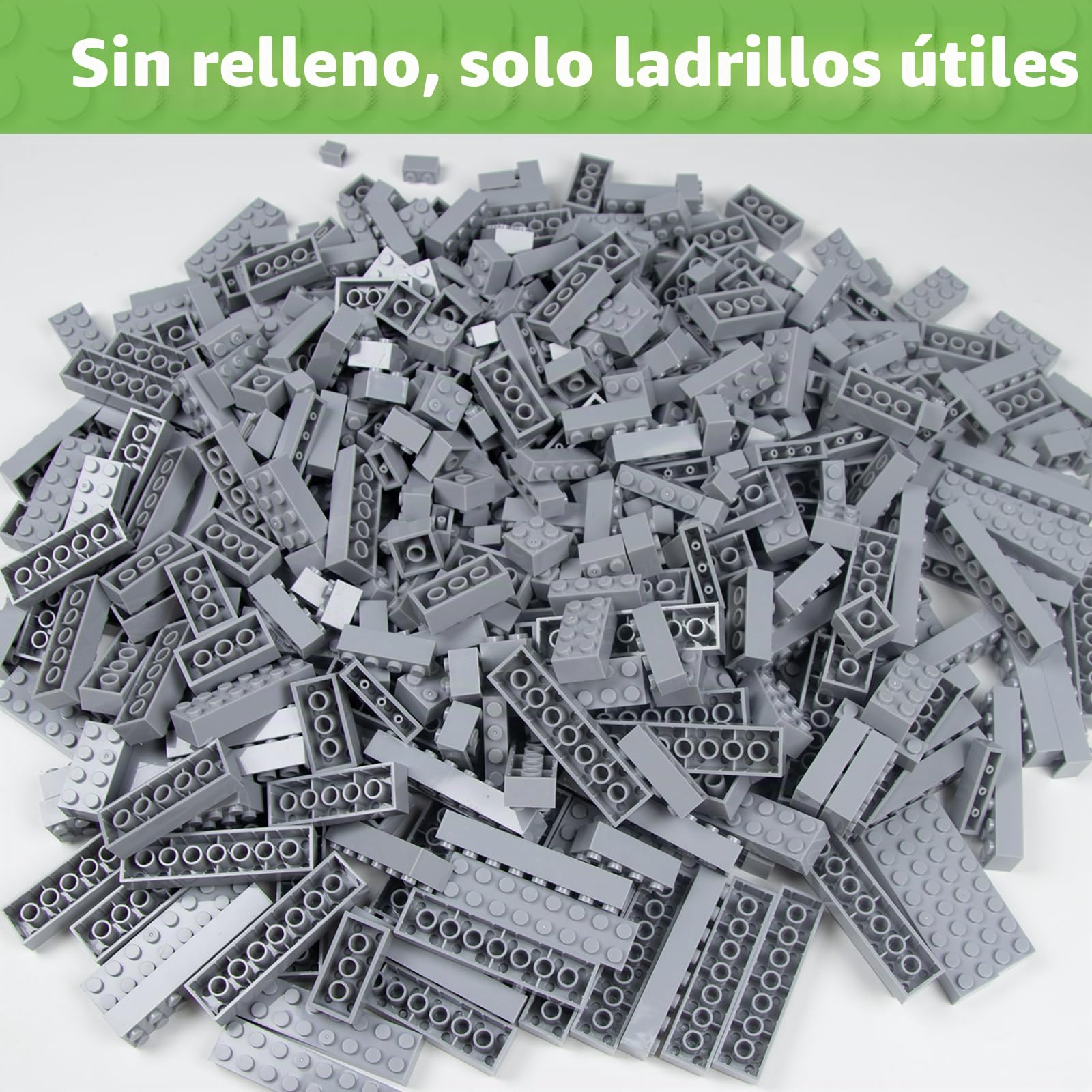 Cabeeskii 560 bloques de construcción clásicos grises a granel con 2 placas base, ladrillos de construcción en 7 tamaños, compatibles con todos los ladrillos principales, para niños y amantes de MOC
