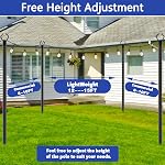 6 Pack 10 ft Heavy Duty Metal String Light Poles Adjustable Outdoor Lighting Stand for Patio,Backyard,Garden,Party & Wedding Rustproof & Sturdy with Hooks (6 Pack)