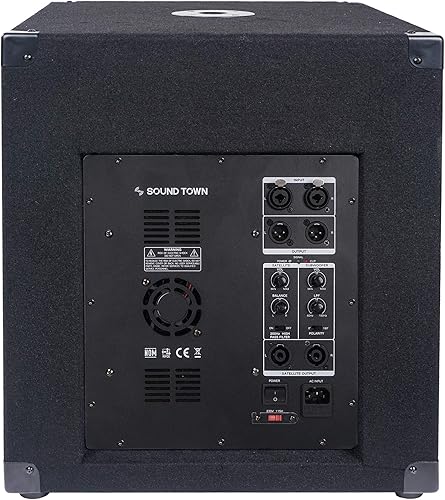Miniatura 2 de Sound Town METIS Series Subwoofers alimentados de 15 pulgadas y 1600 vatios con salidas de altavoz, DJ PA Pro Audio Sub con bobina de voz de 4