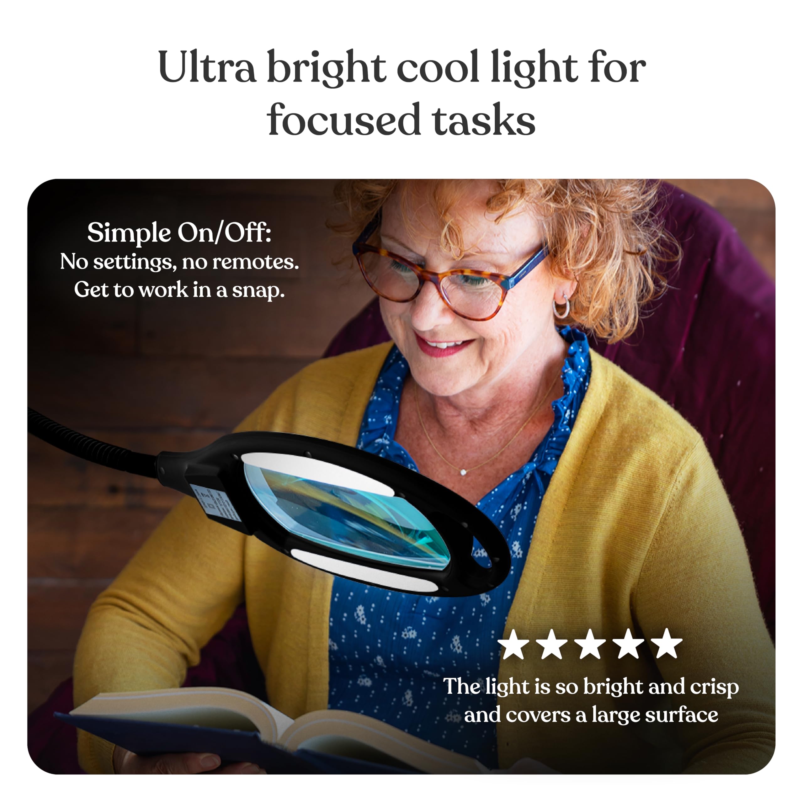 Brightech LightView Pro - Lampada da terra con ingrandimento a pagina intera - Lente d'ingrandimento a mani libere con luce a LED brillante per la lettura-Collo d'oca flessibile mantiene la posizione