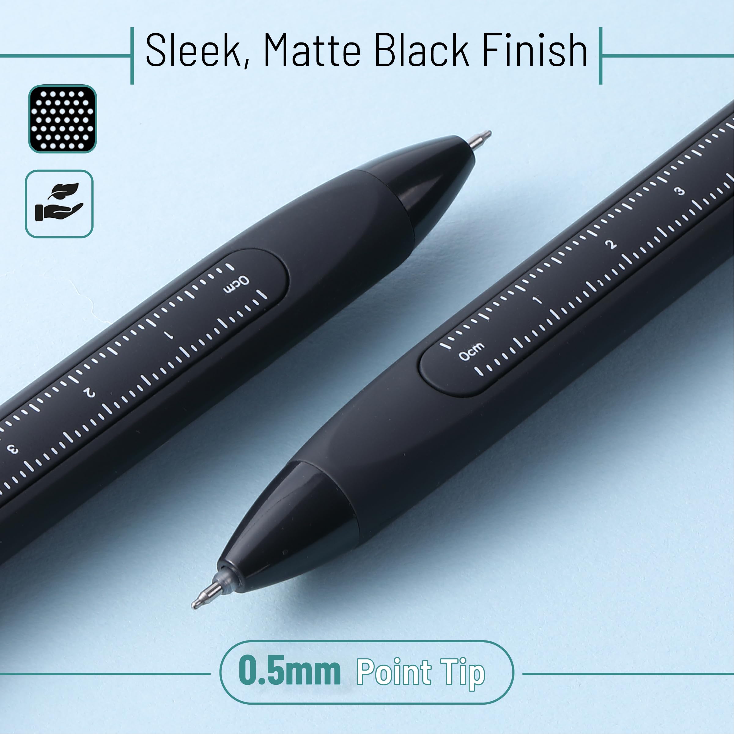 Mr Pen- Retractable Gel Pens With Ruler 3 Pack Black Ink Fine Point 0 5mm Aesthetic for Journaling — view 5