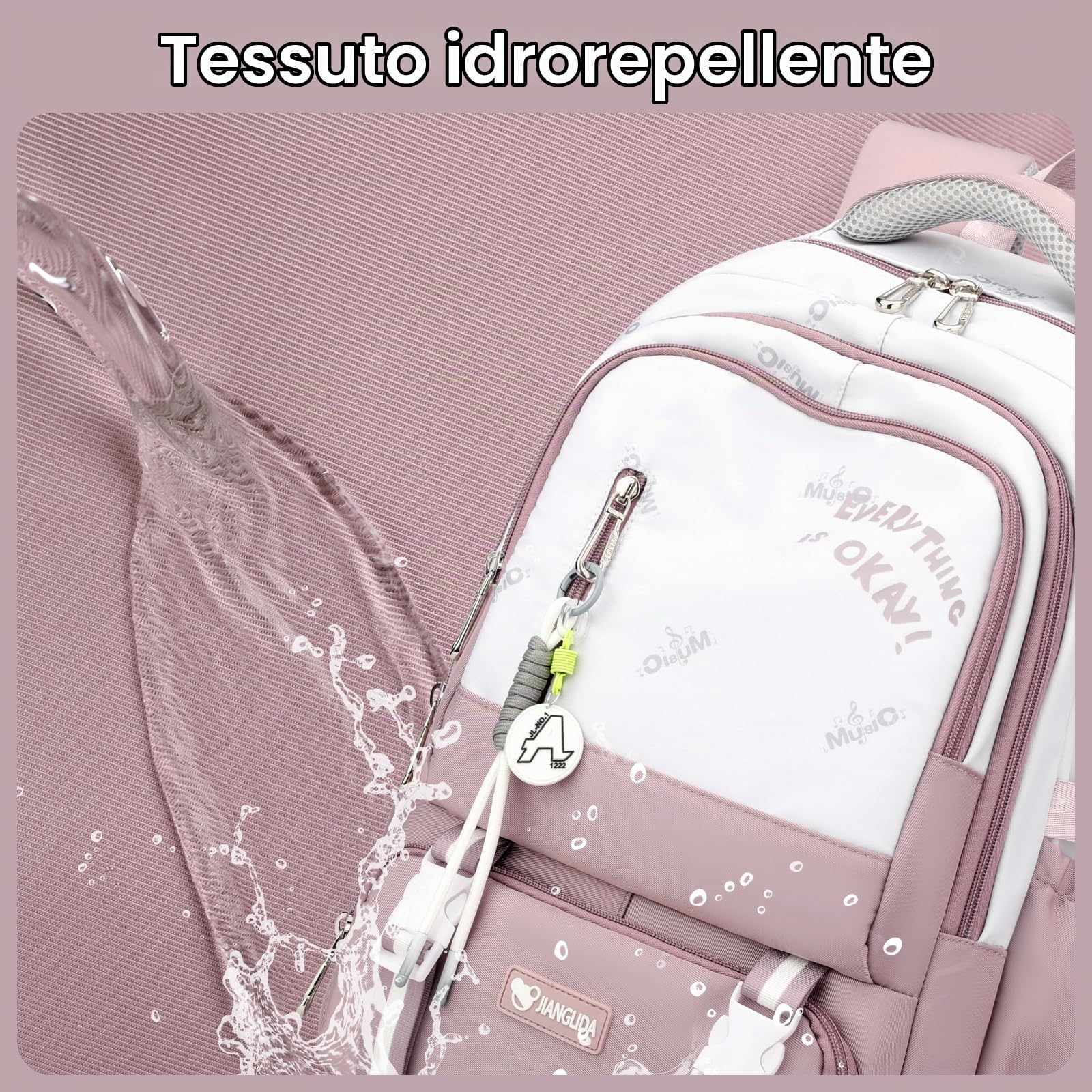 Amythe Zaino Scuola Media e Superiore: Zainetto Moda in Nylon Impermeabile per Ragazze e Ragazzi, Ideale per Scuola e Tempo Libero - Zaini Porta PC per Giovani 10-22 Anni