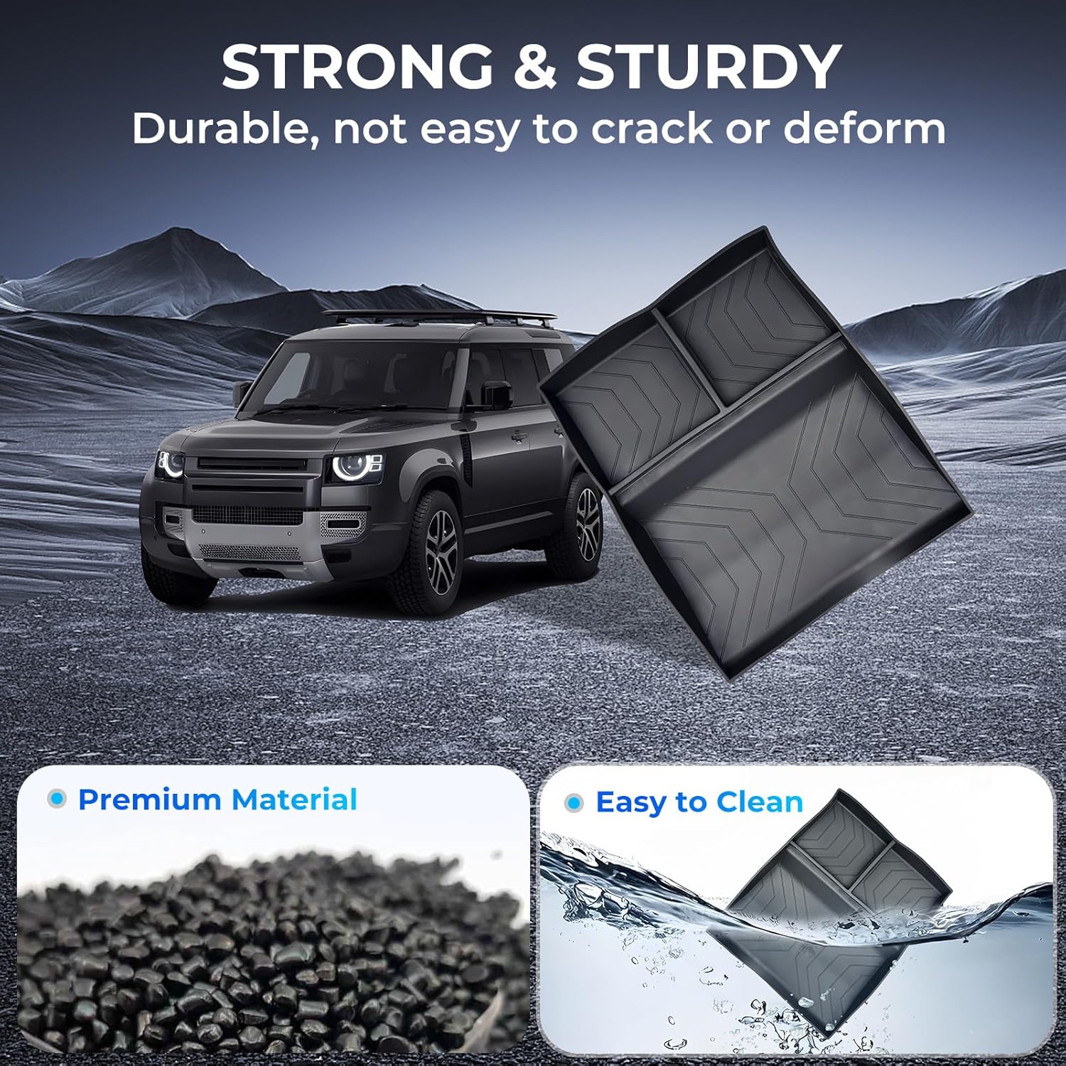 Lower Center Console Organizer Tray for Land Rover Defender 90/110/130 2026 2025, Interior Accessories Insert Tray Storage Box for 2025-2026 Defender, Black