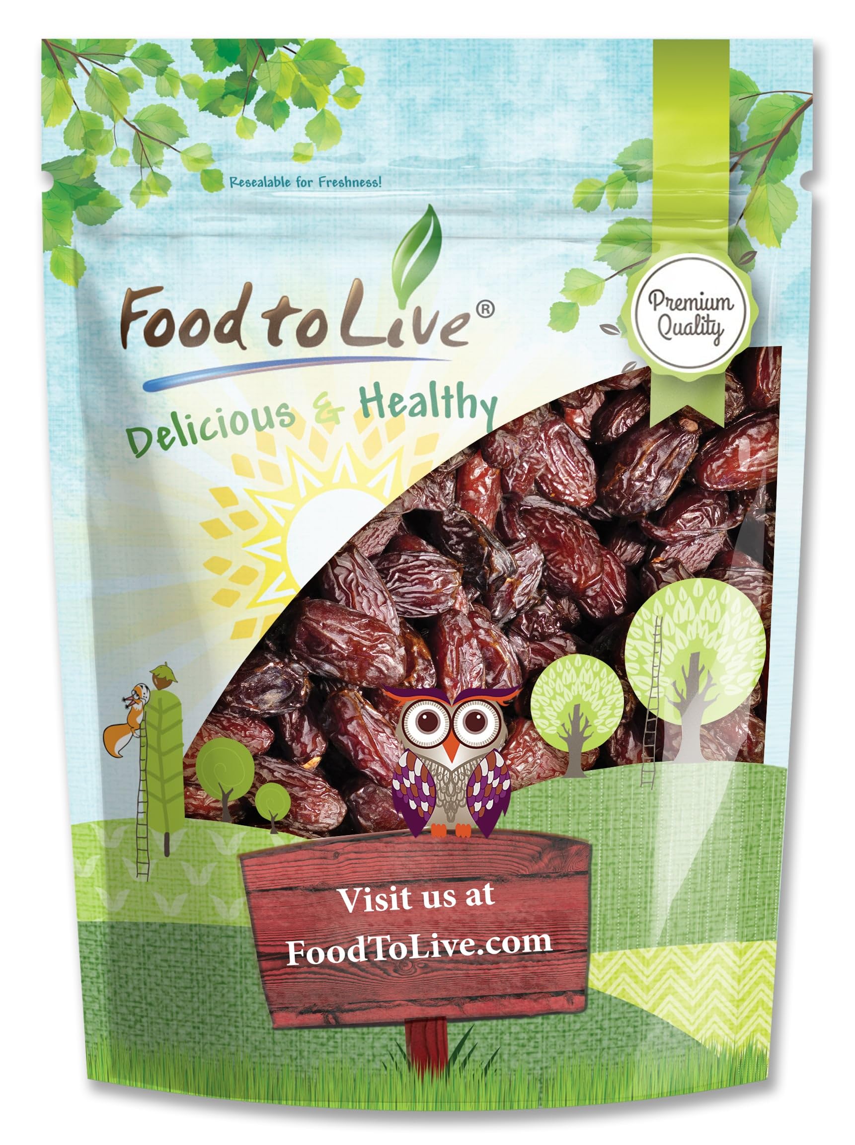 Food to Live California Medjool Dates, 1 Pound – Soft & Juicy Nature's Candy. Unsweetened, Unsulphured Dates with Pits. Vegan, Kosher, Bulk.