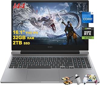 HPOmen 16 Gaming Laptop 16.1" FHD IPS 144Hz Intel 16-core i7-14650HX (>i9-13900HX) 32GB RAM 2TB SSD GeForce RTX 4060 RGB Backlit Thunderbolt FHD Privacy Camera Fast Charge Win11 w/ICP Accessory