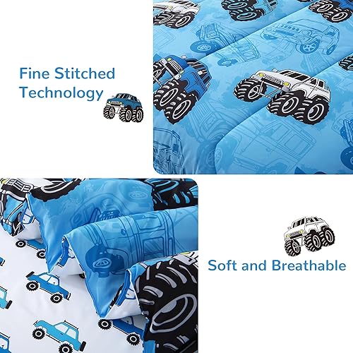 Miniatura 4 de Mooreeke Juego de ropa de cama de edredón de felpa tamaño individual que brilla en la oscuridad, suave y cálido de 2 piezas en una bolsa con funda,