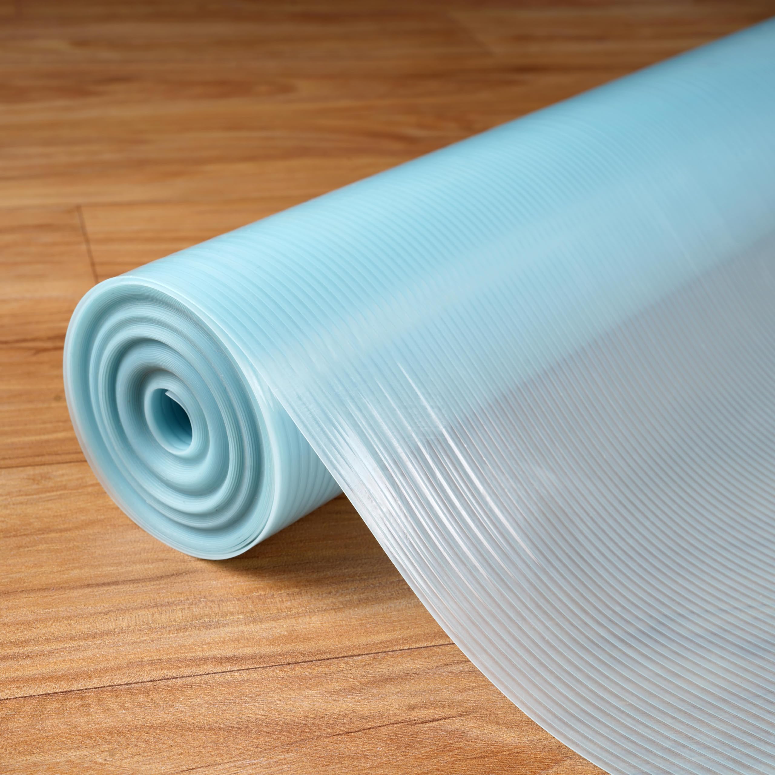 Non Adhesive Shelf Liners for Kitchen Cabinets, Non Slip Drawer Liners for Kitchen, Waterproof Cabinet Liners for Shelves, Fridge Liner for Dresser/Fridge/Bathroom (Sky Blue Transparent, 45 cm x 3 m)-image-9