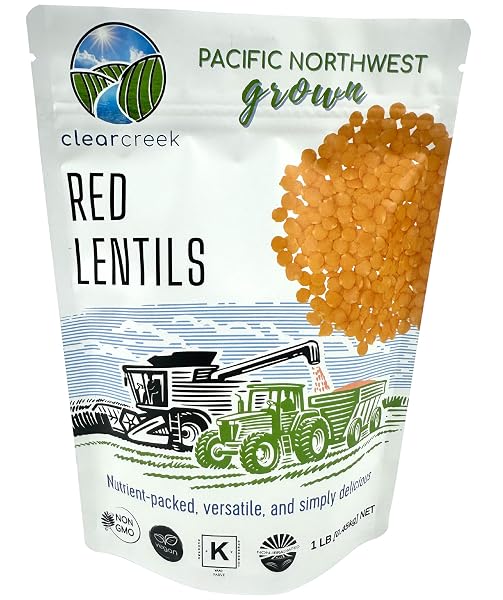 CLEAR CREEK Certified Glyphosate Residue Free Red Lentils | Non-GMO | Kosher | Vegan