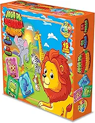 GGB Plast Brinquedos - Jogo de Memória Animais da Selva 48 Peças (24 Pares) - Estímulo ao Aprendizado - 3 Anos