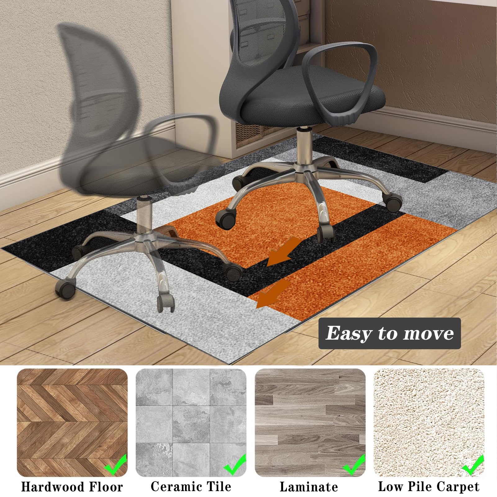 JaevKwzy Office Chair Mats for Hardwood Floors Gaming Chair Mat for Office Carpet Chair Mats Non Slip Floor Protector Mat for Chairs Desk Chairmats Office Floor Protector mat 130 x 150 cm - Image 5