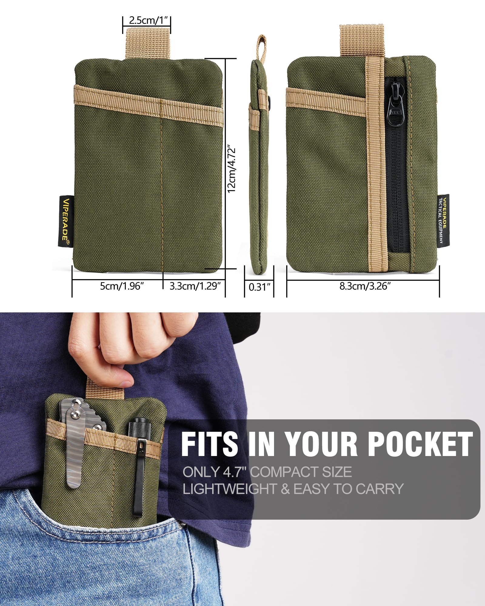 VIPERADE VE29 Mini EDC Pouch Mini Taschen Organizer mit 4 Taschen,Kleine EDC Pocket Organizer Mini Multitool Tasche Schlüsseltasche Klein Herren Geldbörse Klein Rucksack-Zusatztasche