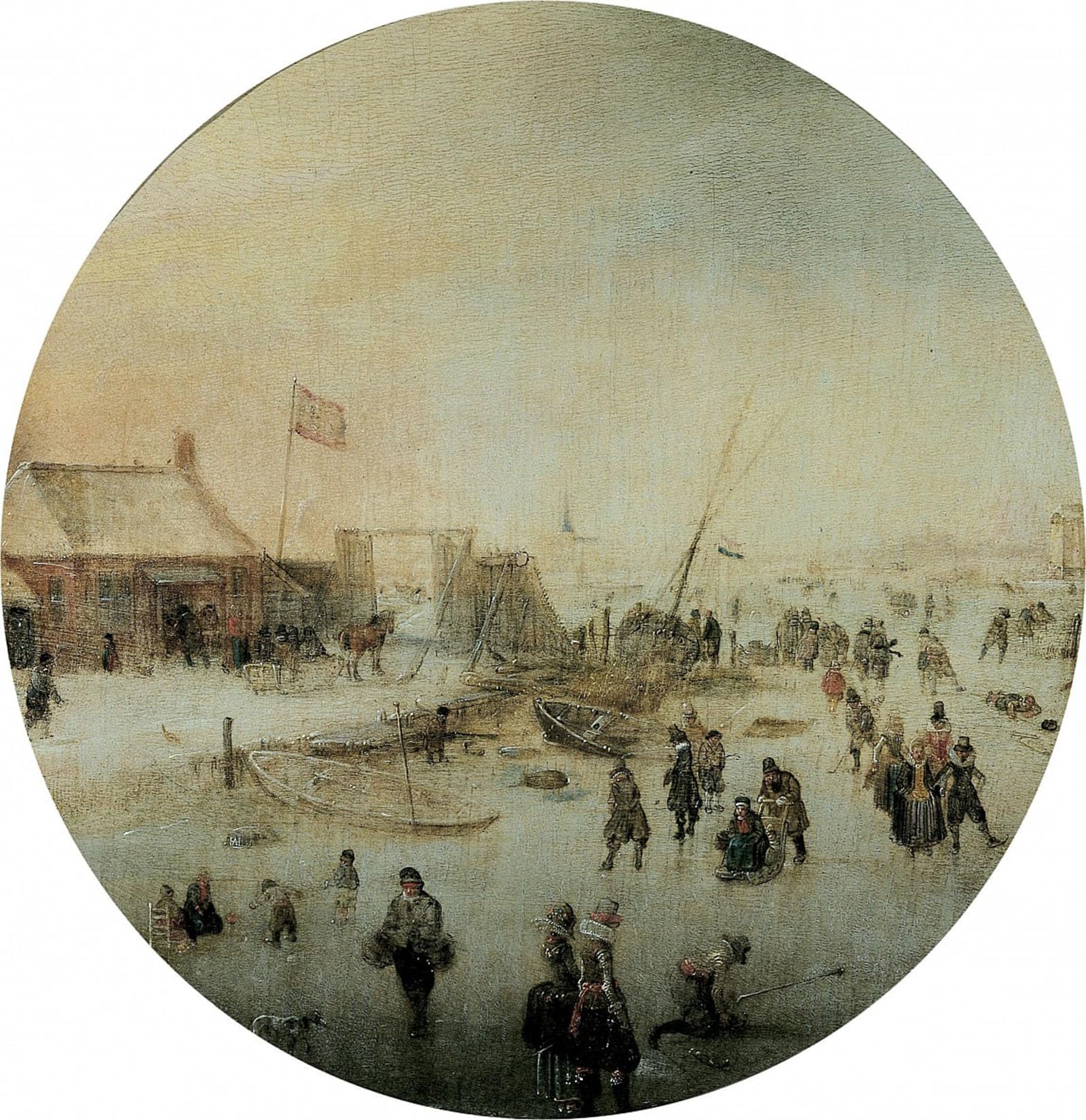 ARTXLXXBN Famous Painting Canvas Artwork Graffiti Print Winter Landscape with Skates and People Playing Kolf by Hendrick Avercamp Portrait Canvas Image for Home Decor 60x90cm