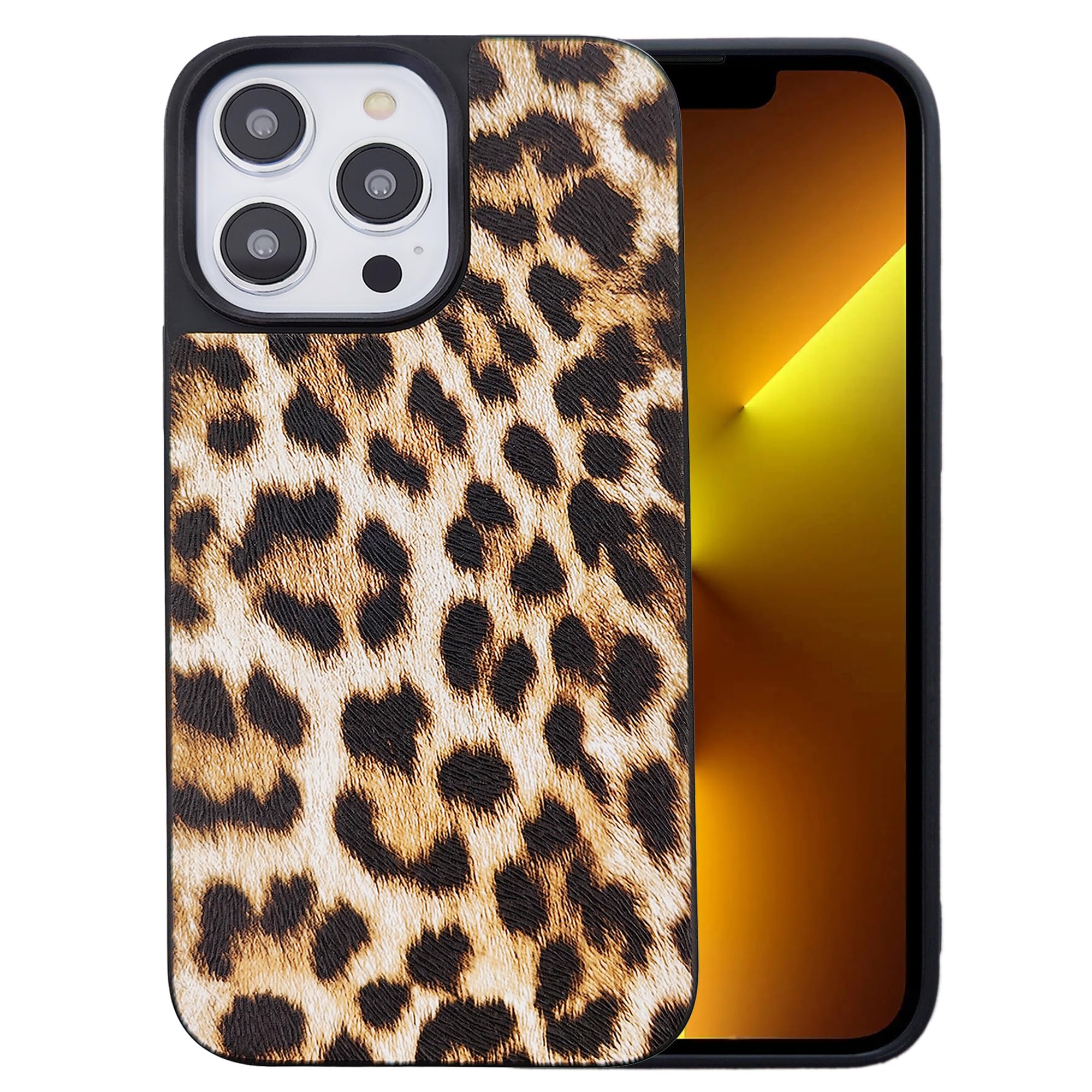 DMaos for iPhone 15 Pro Max Case for Women, Leopard Design Synthetic Leather Cover, Classic Fashion for iPhone15 Pro Max 2023 6.7 Inch - Brown